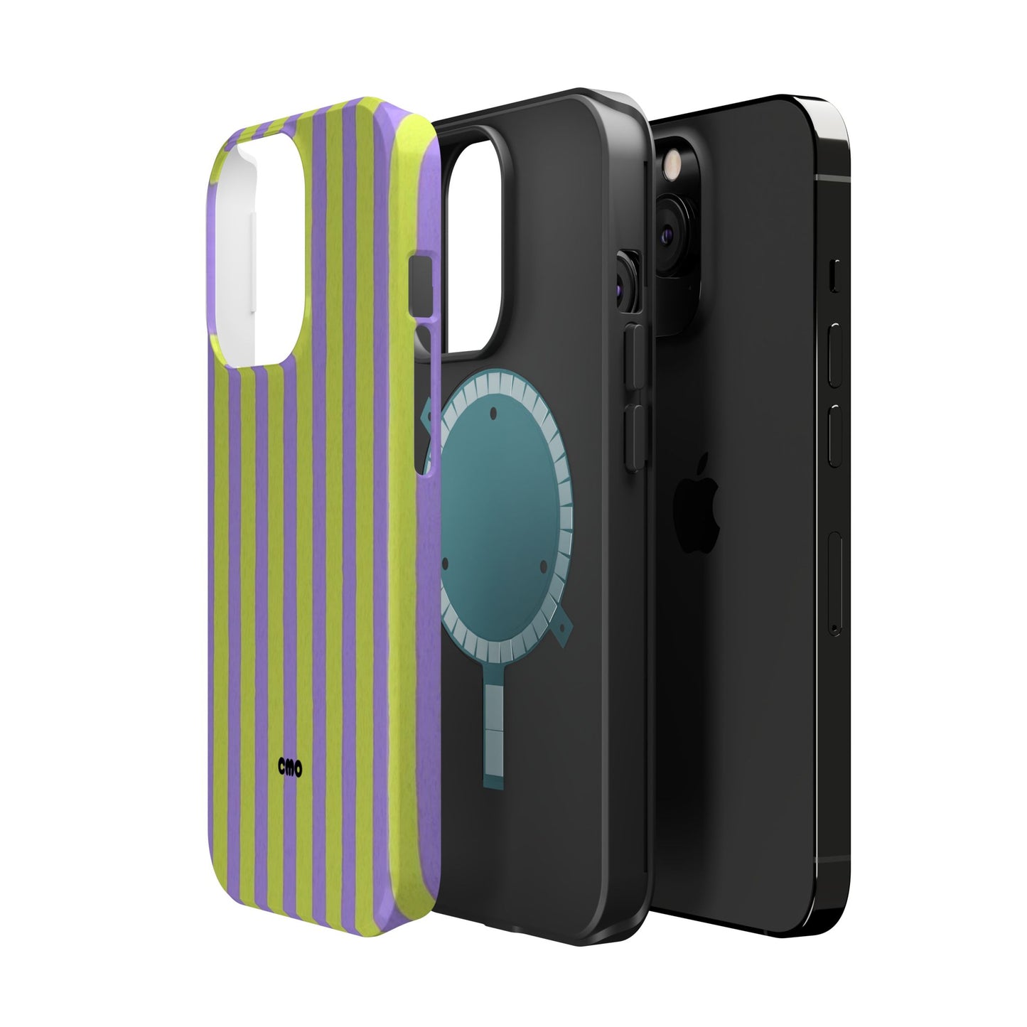 Phone Case — Bold Purple & Lime Stripe Magnetic Impact-Resistant Case