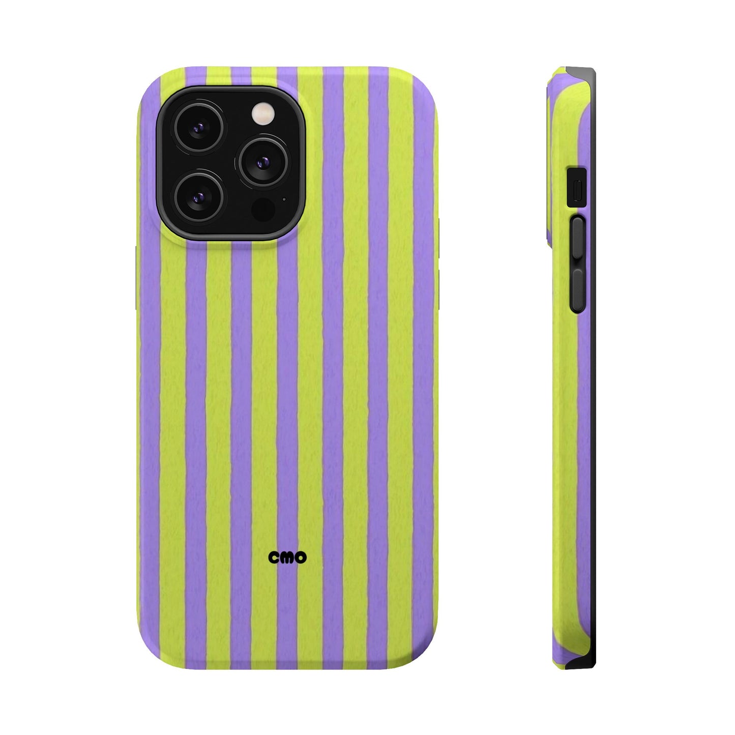 Phone Case — Bold Purple & Lime Stripe Magnetic Impact-Resistant Case