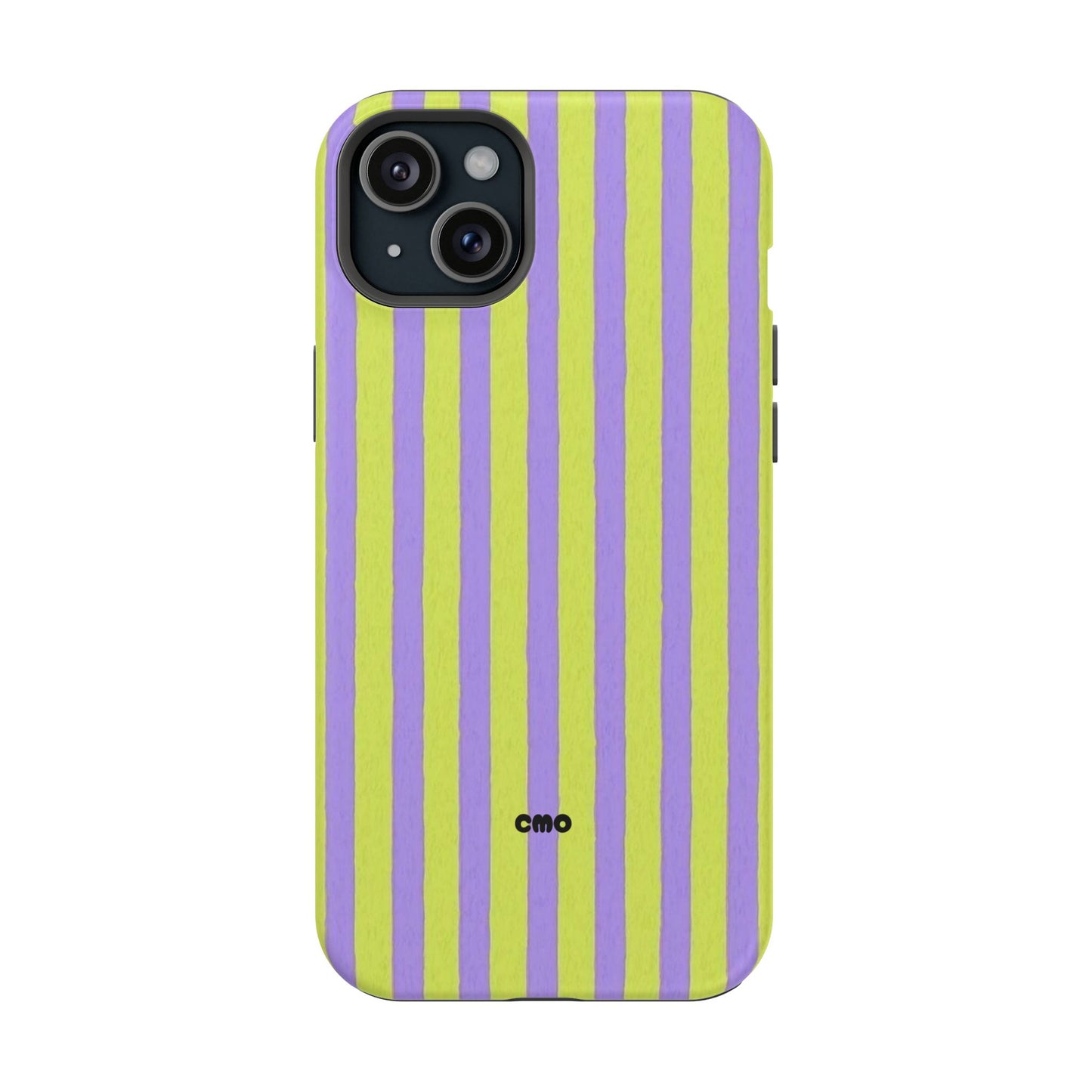 Phone Case — Bold Purple & Lime Stripe Magnetic Impact-Resistant Case
