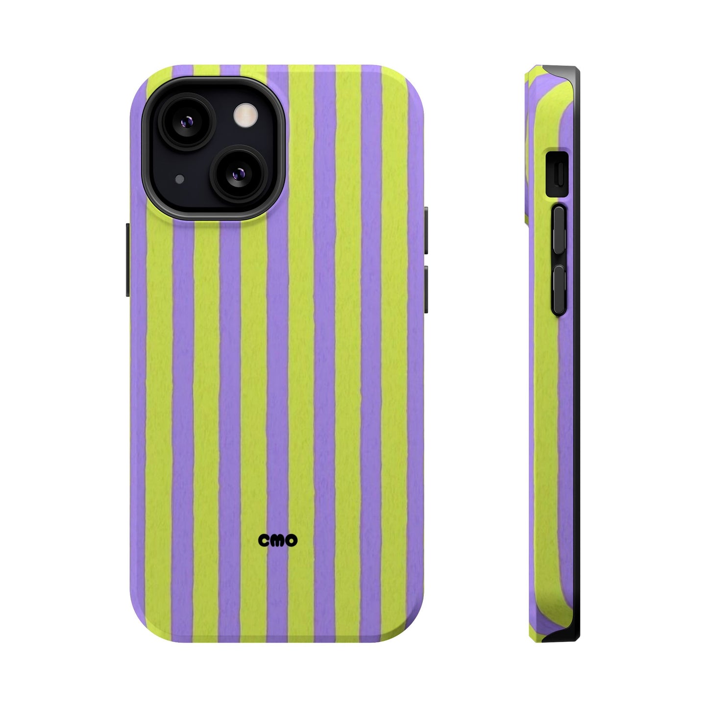Phone Case — Bold Purple & Lime Stripe Magnetic Impact-Resistant Case