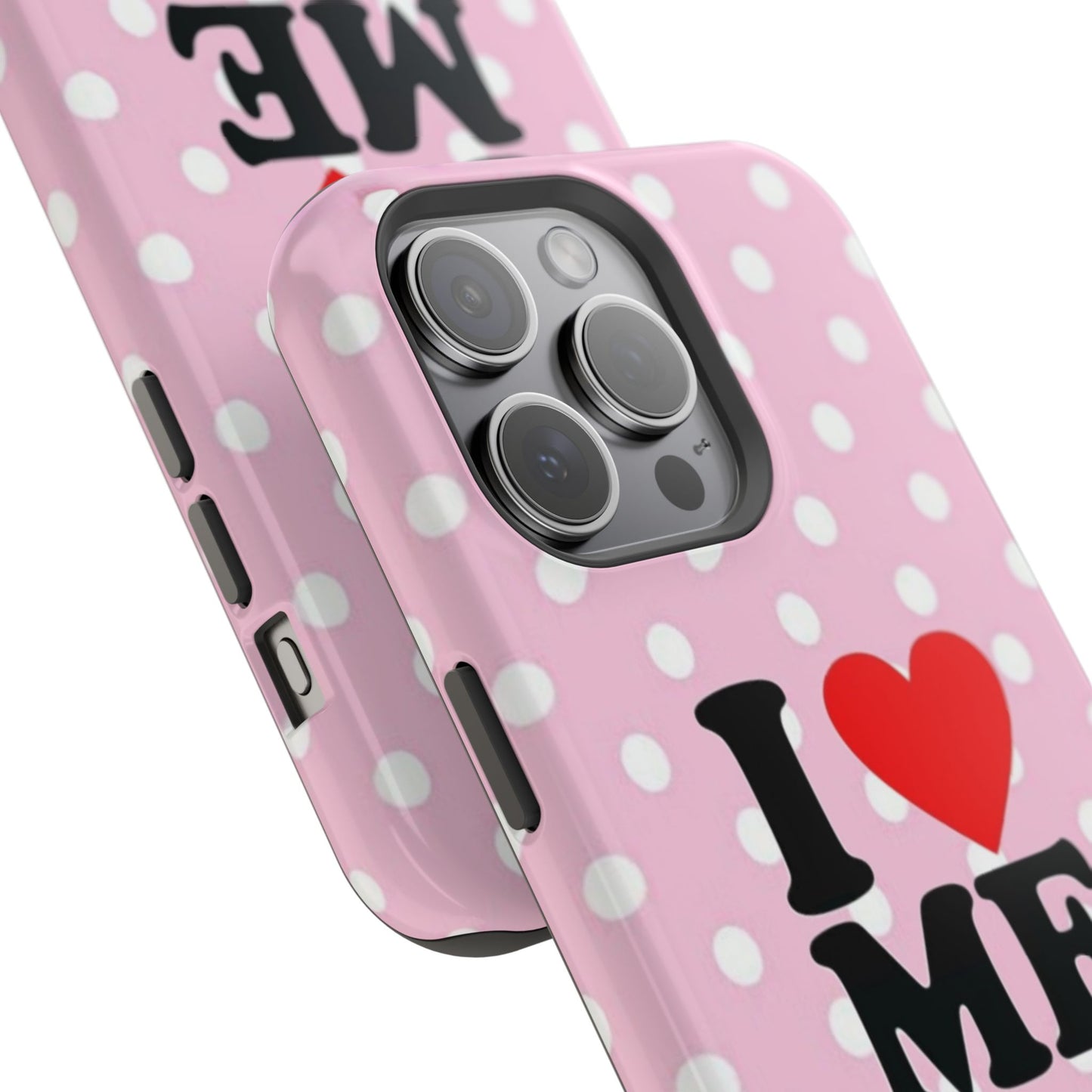 Pink Polka Dot "I  love ME" Magnetic Impact Phone Case — Self-Love Protective Cover