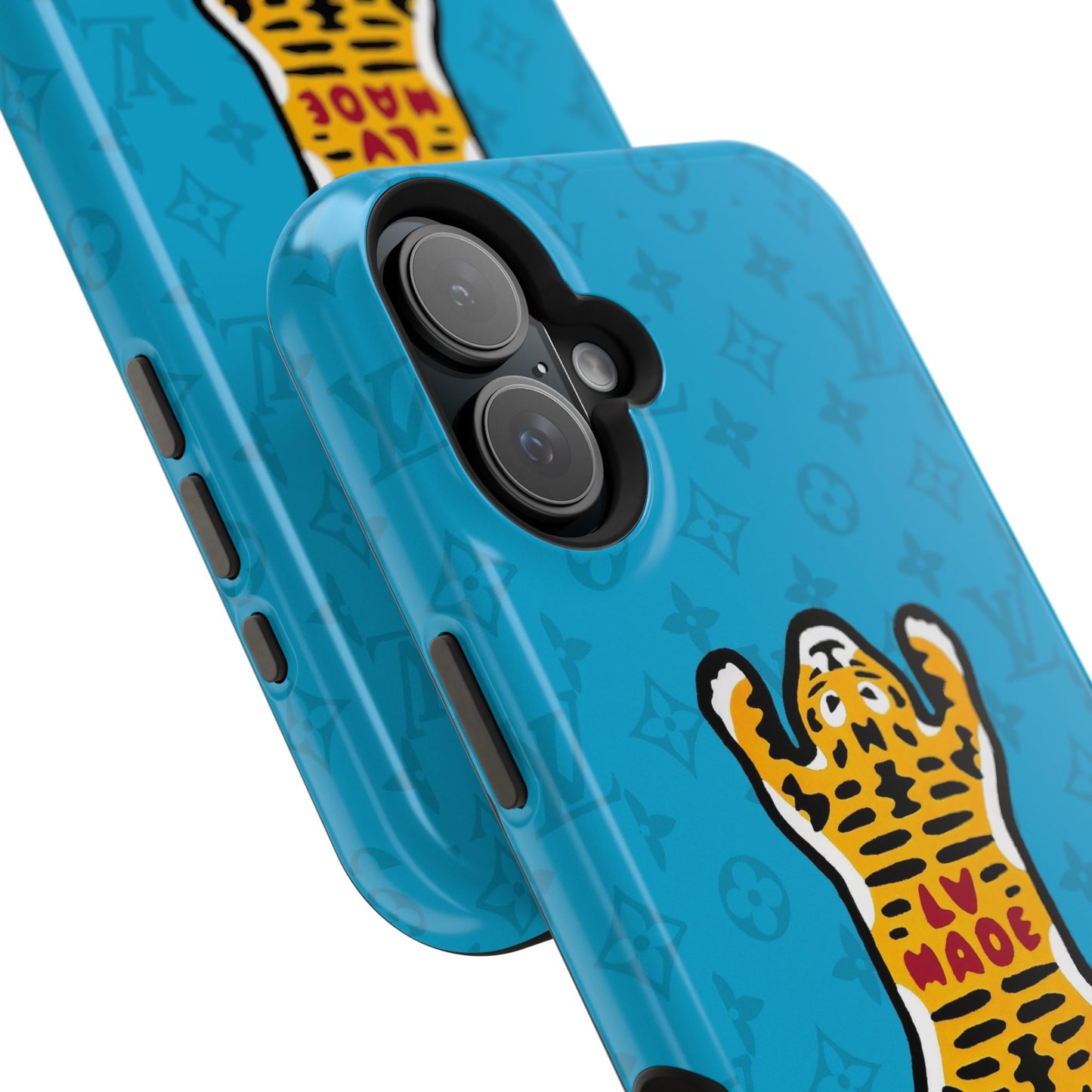 Magnetic Impact-Resistant Phone Case — Blue Tiger Rug Design