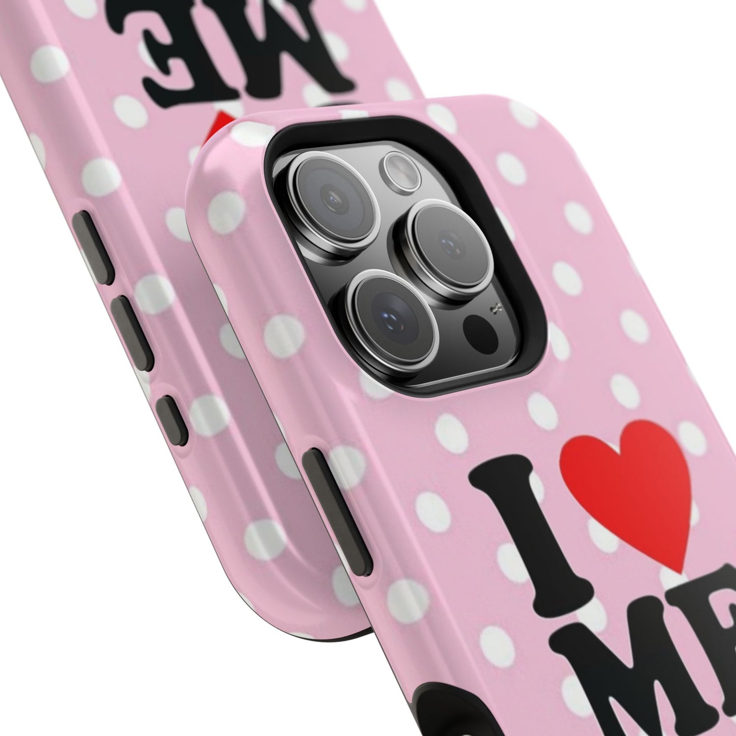 Pink Polka Dot "I  love ME" Magnetic Impact Phone Case — Self-Love Protective Cover