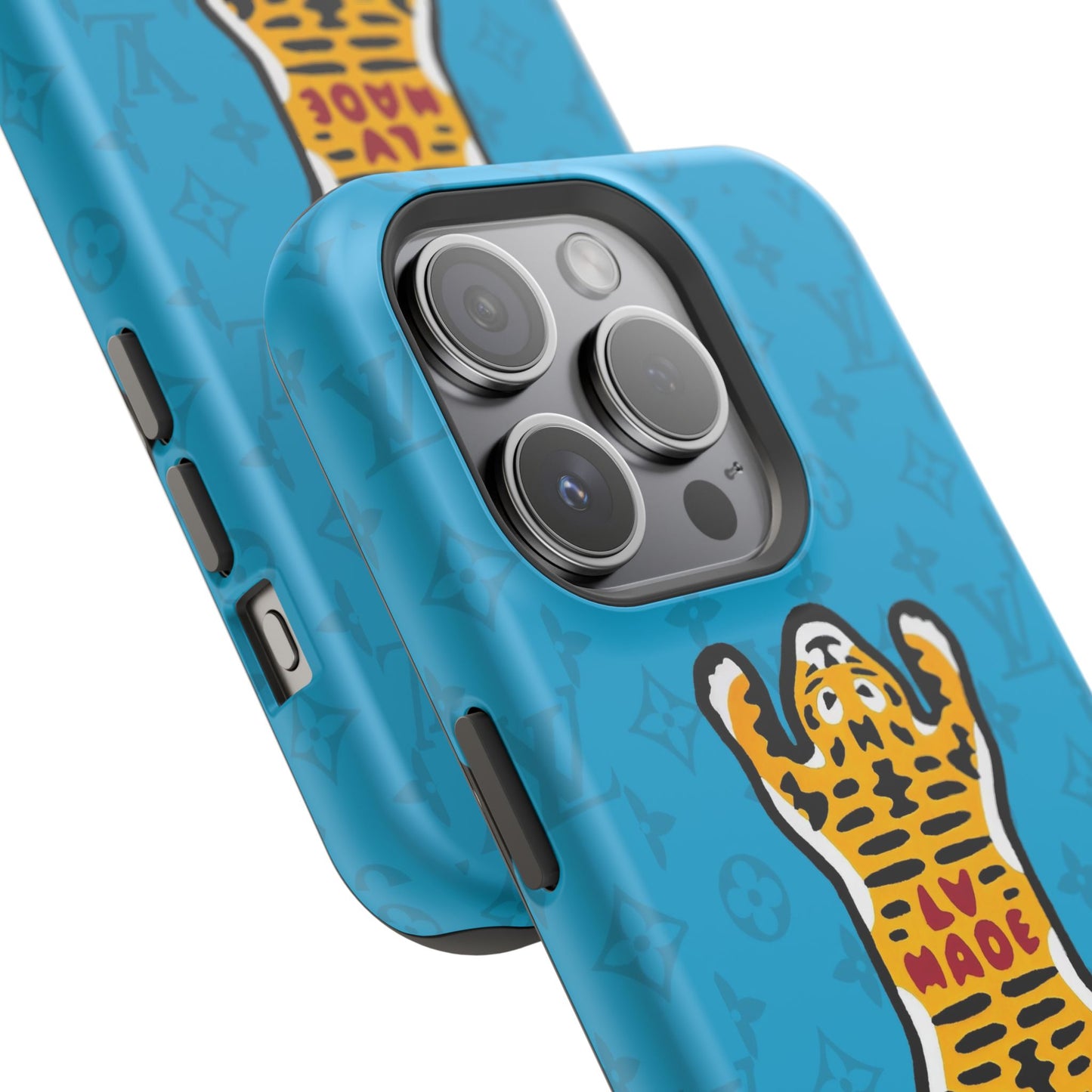 Magnetic Impact-Resistant Phone Case — Blue Tiger Rug Design