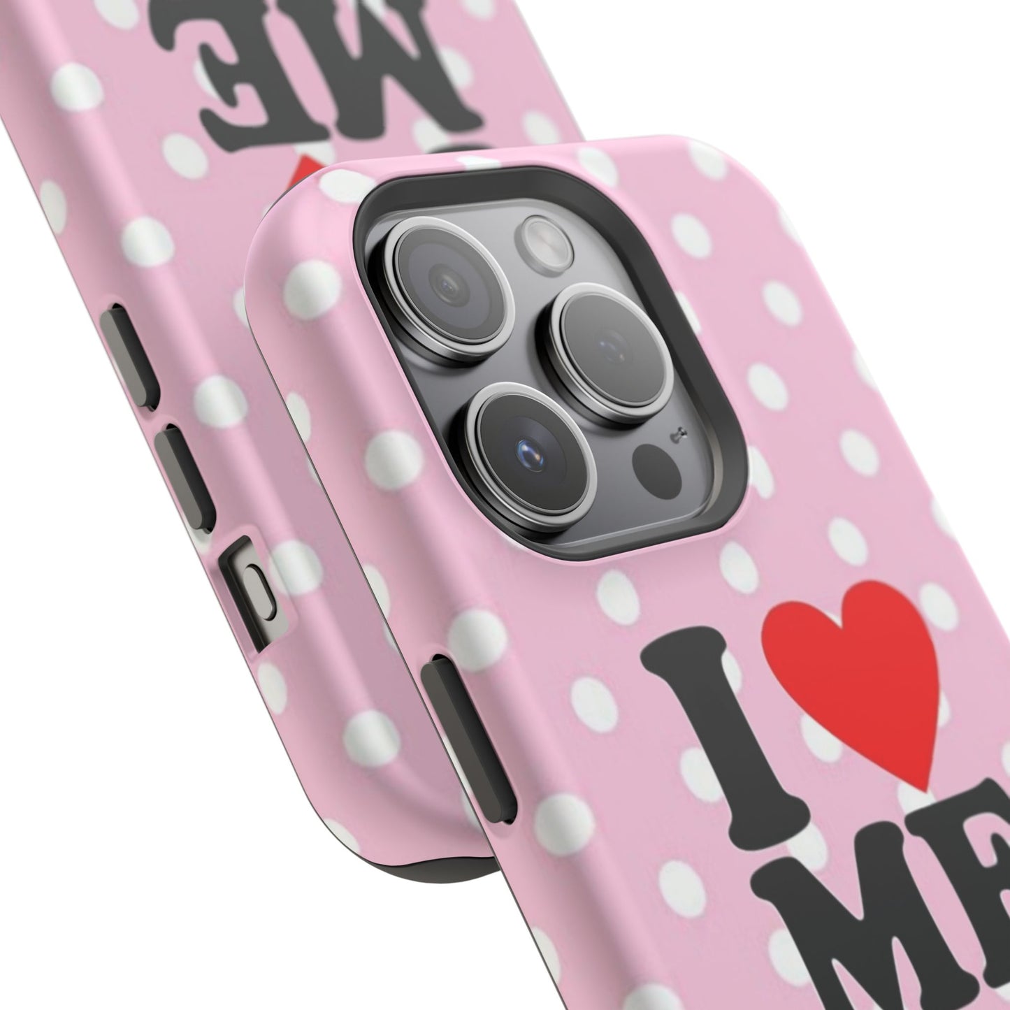 Pink Polka Dot "I  love ME" Magnetic Impact Phone Case — Self-Love Protective Cover