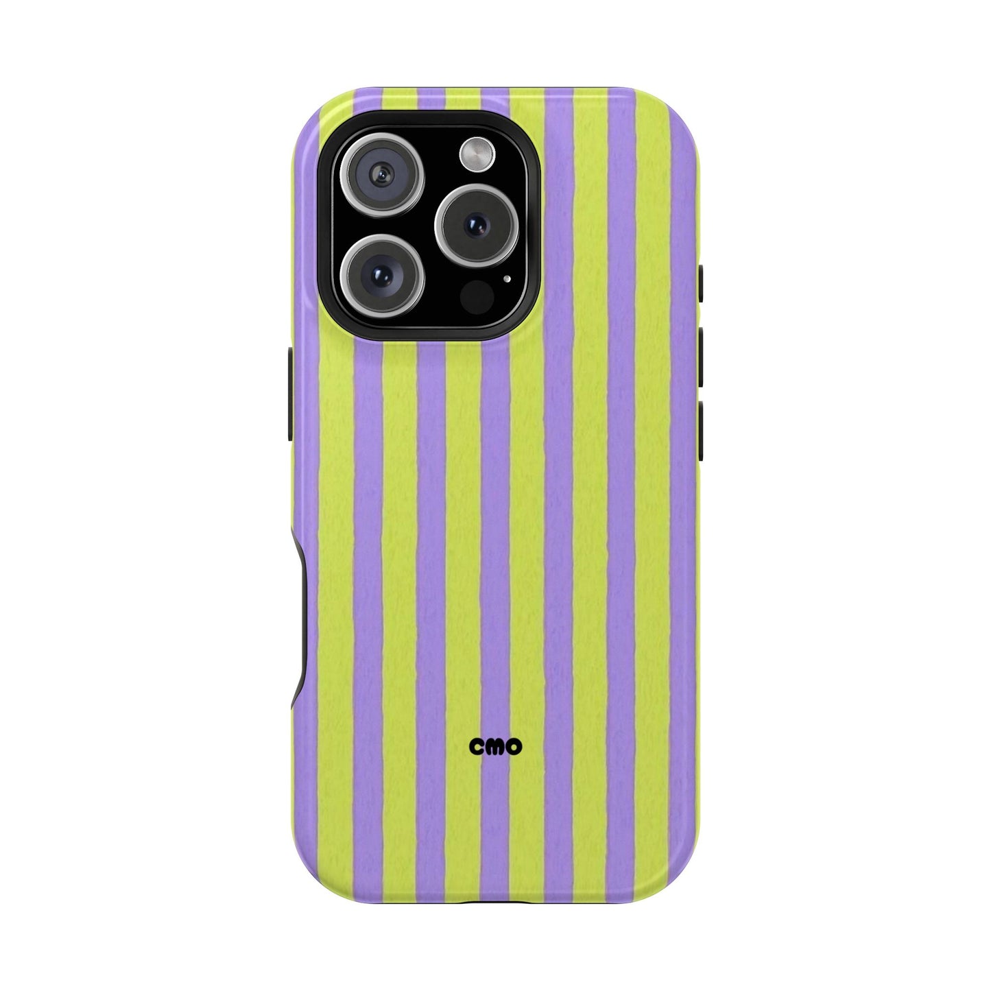 Phone Case — Bold Purple & Lime Stripe Magnetic Impact-Resistant Case