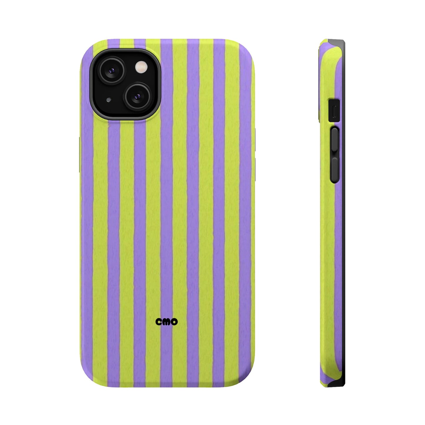 Phone Case — Bold Purple & Lime Stripe Magnetic Impact-Resistant Case