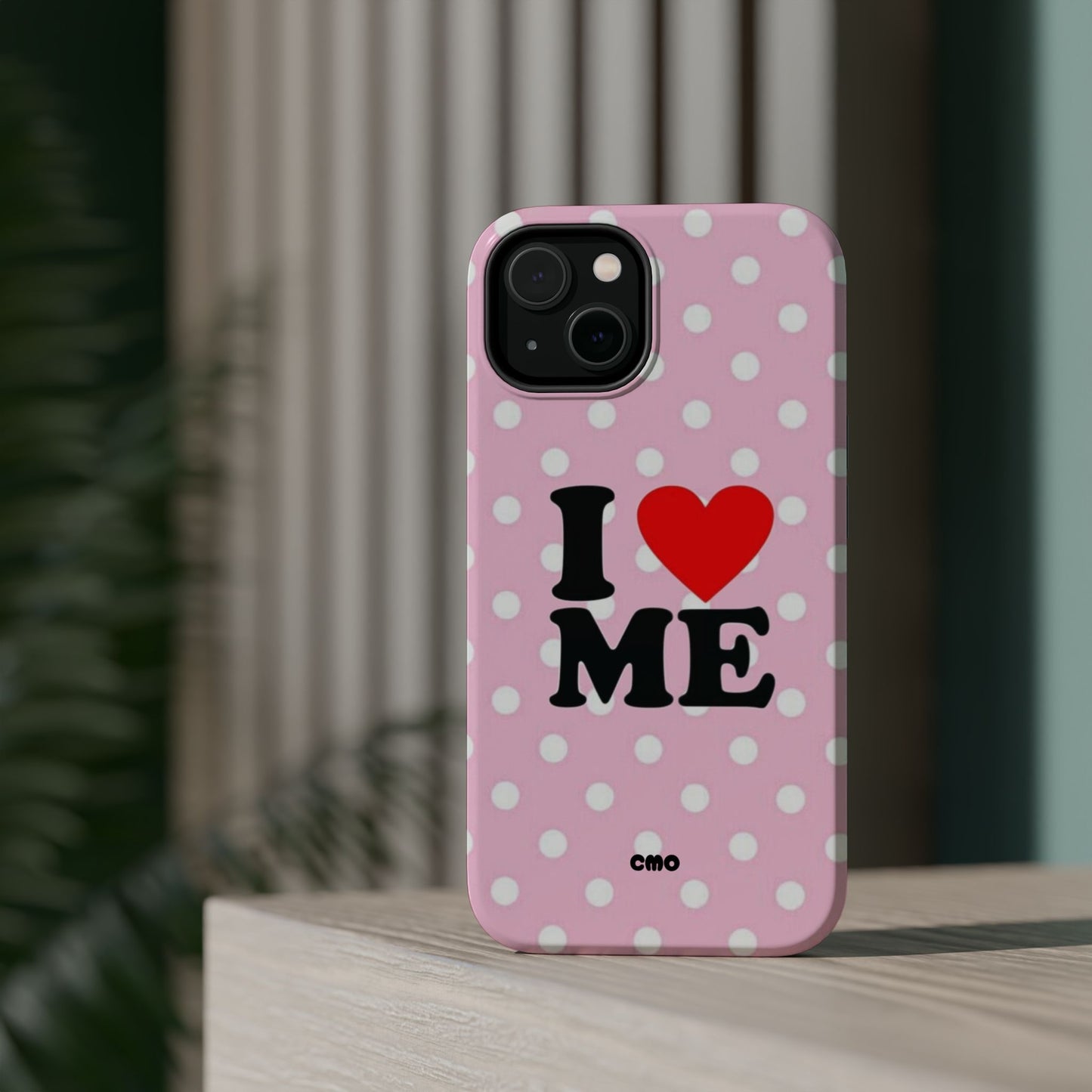 Pink Polka Dot "I  love ME" Magnetic Impact Phone Case — Self-Love Protective Cover