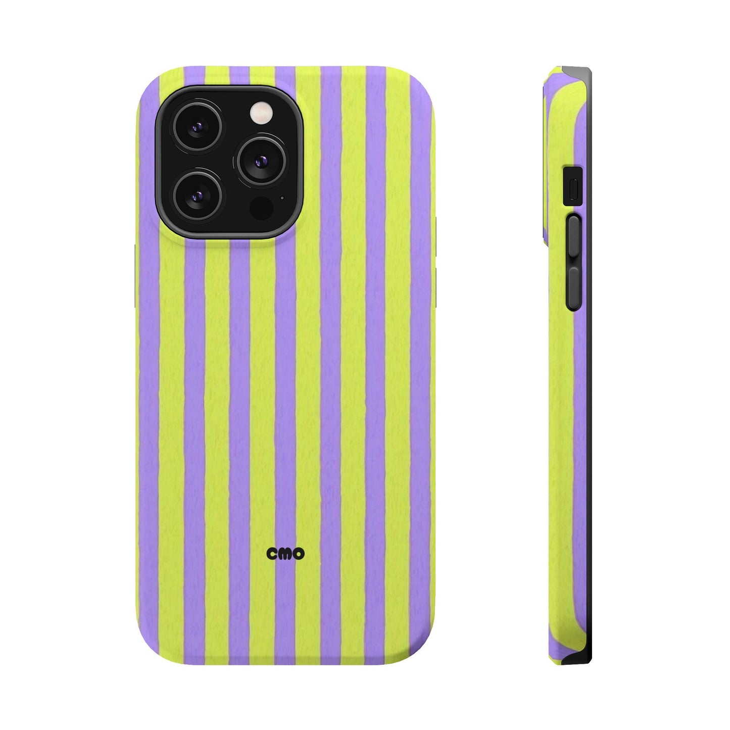Phone Case — Bold Purple & Lime Stripe Magnetic Impact-Resistant Case