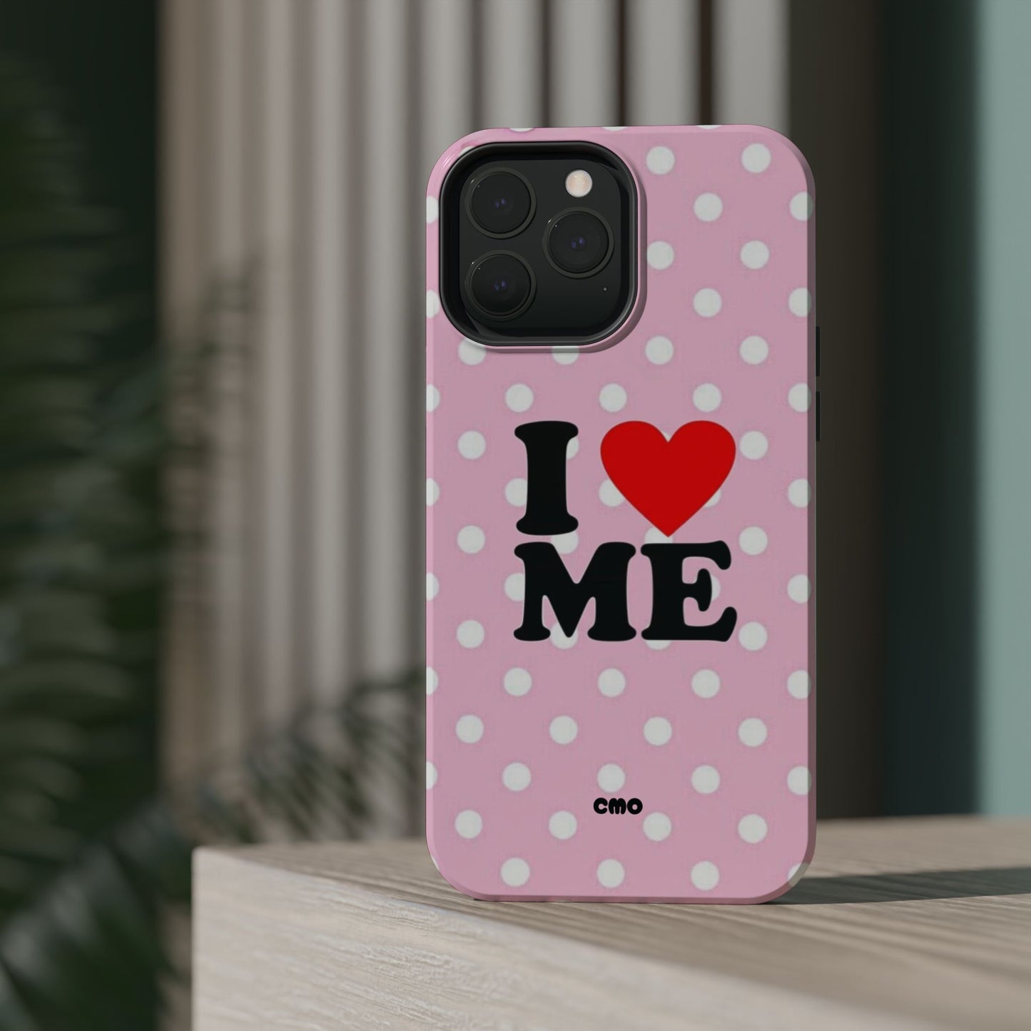 Pink Polka Dot "I  love ME" Magnetic Impact Phone Case — Self-Love Protective Cover