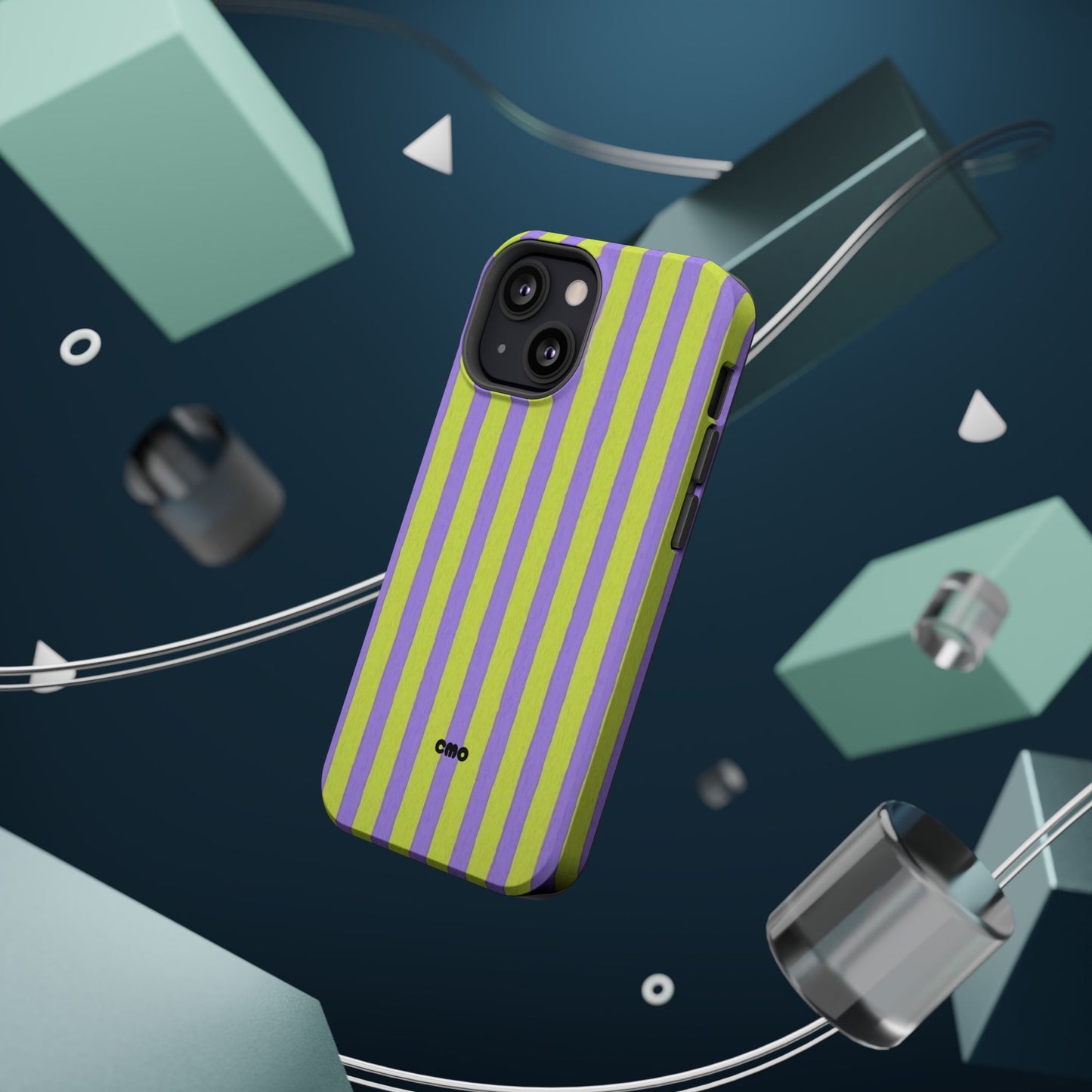 Phone Case — Bold Purple & Lime Stripe Magnetic Impact-Resistant Case
