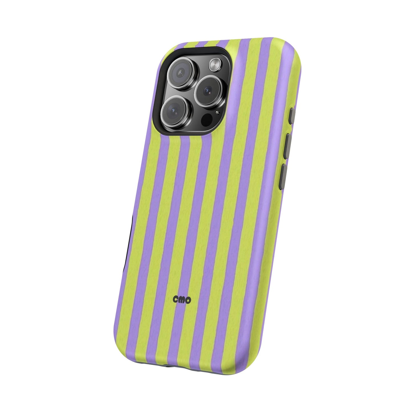 Phone Case — Bold Purple & Lime Stripe Magnetic Impact-Resistant Case