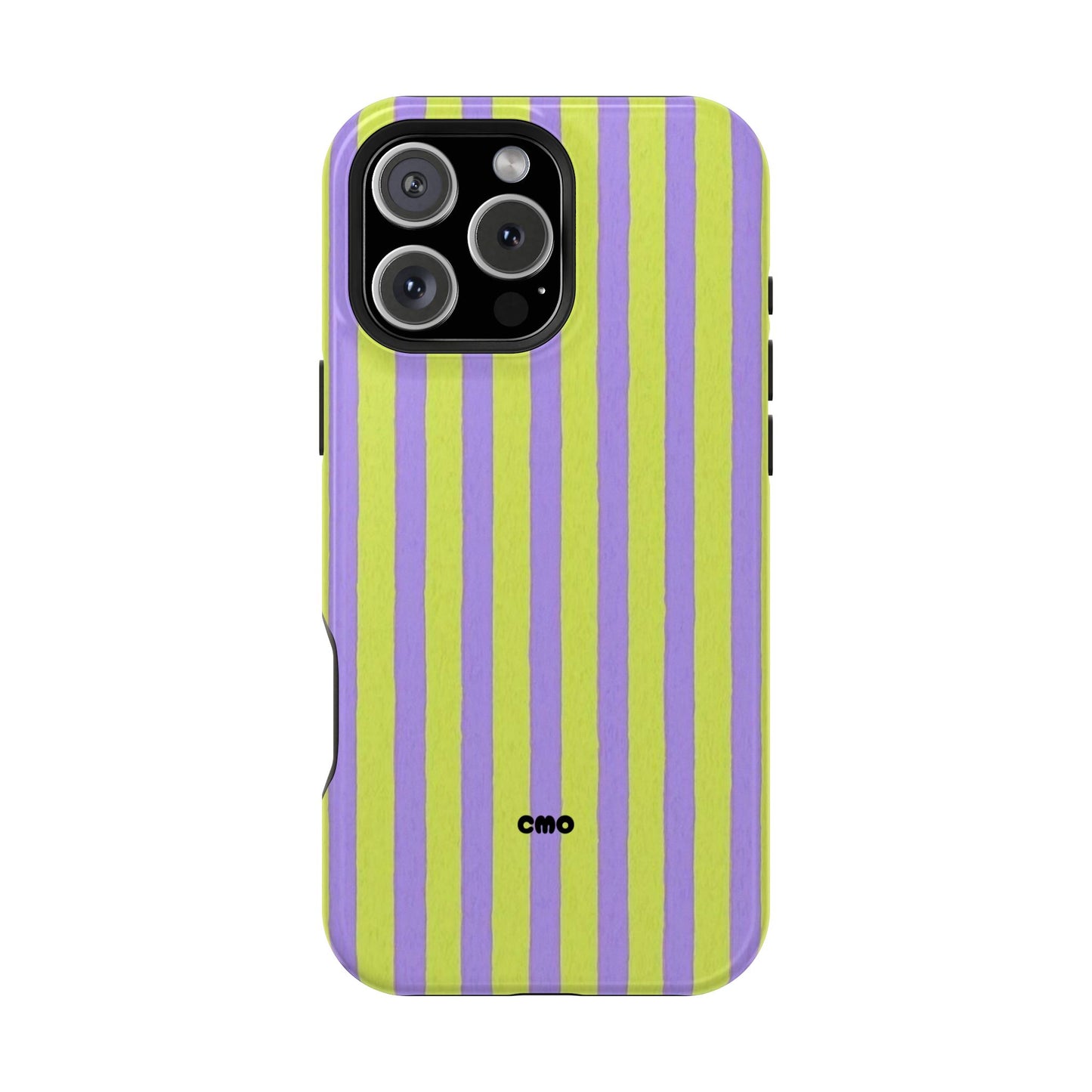Phone Case — Bold Purple & Lime Stripe Magnetic Impact-Resistant Case