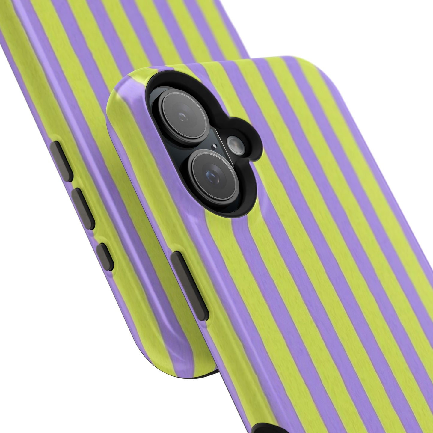 Phone Case — Bold Purple & Lime Stripe Magnetic Impact-Resistant Case