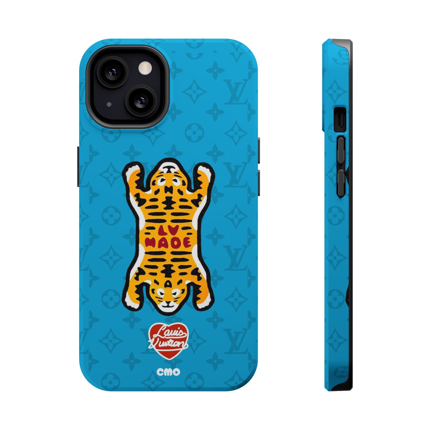 Magnetic Impact-Resistant Phone Case — Blue Tiger Rug Design