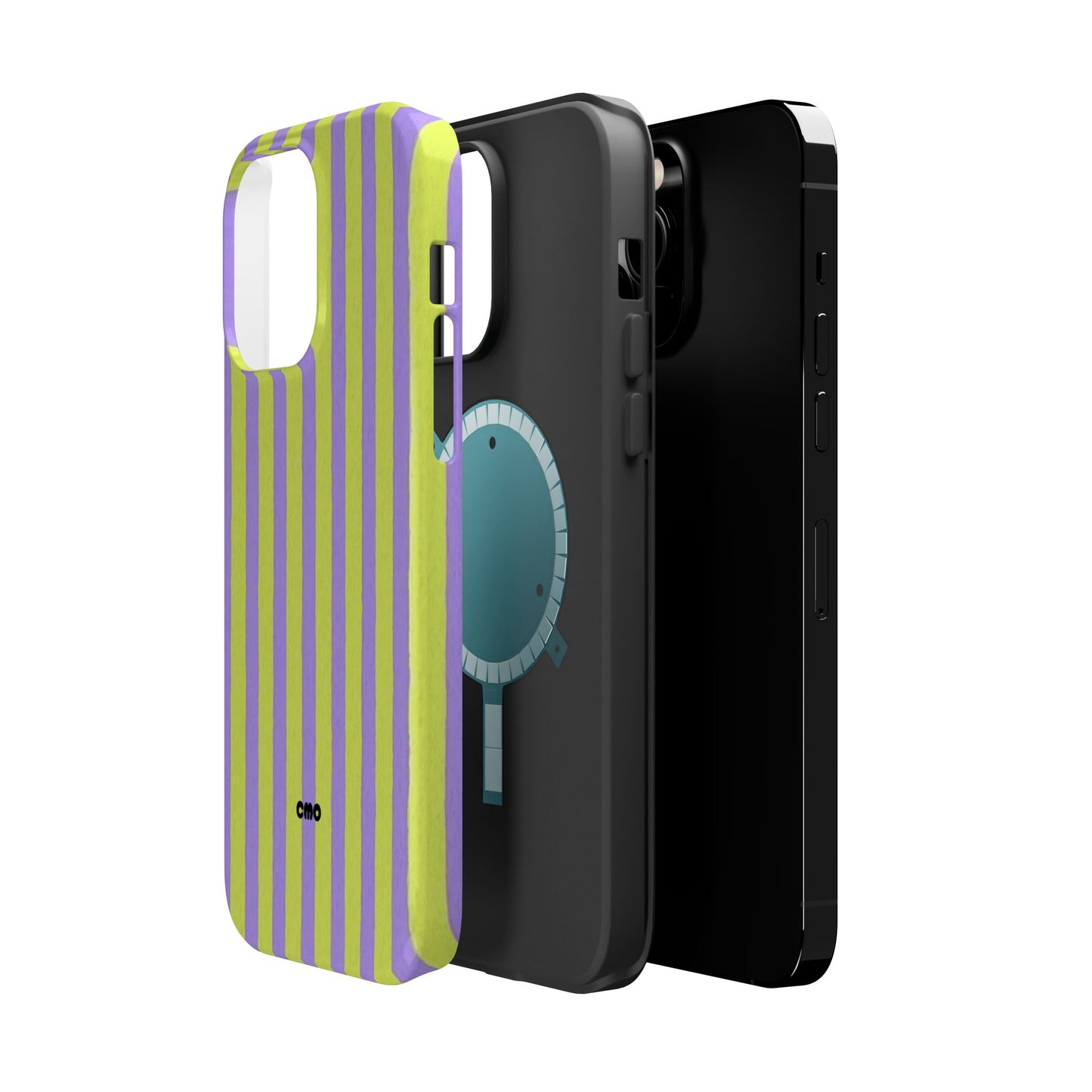 Phone Case — Bold Purple & Lime Stripe Magnetic Impact-Resistant Case