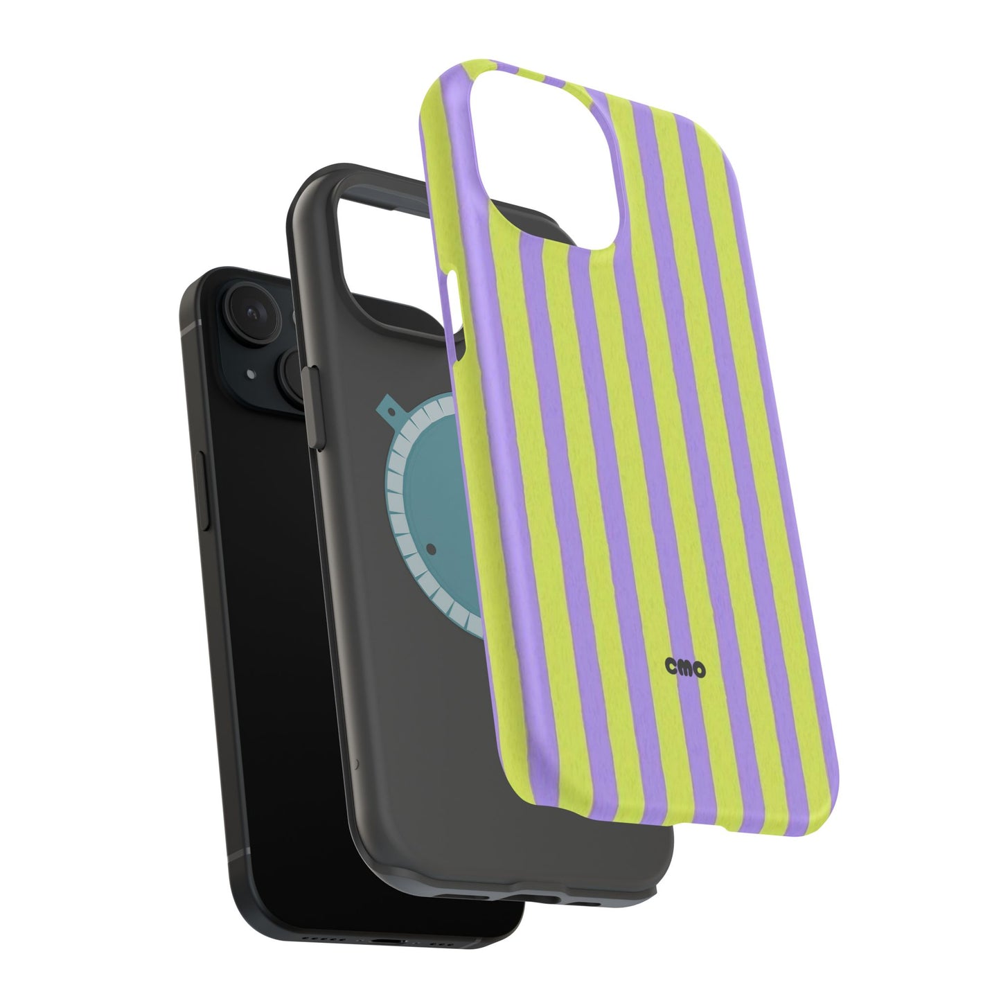 Phone Case — Bold Purple & Lime Stripe Magnetic Impact-Resistant Case