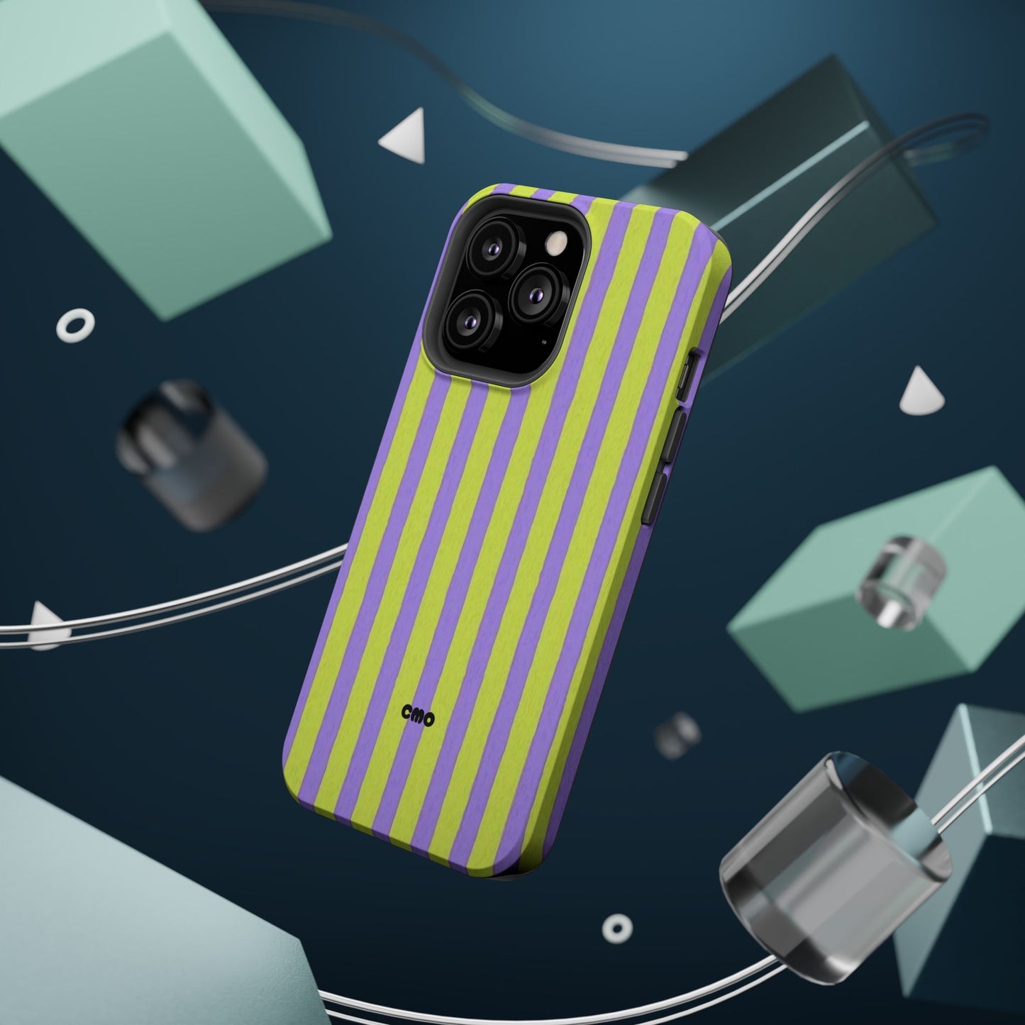 Phone Case — Bold Purple & Lime Stripe Magnetic Impact-Resistant Case
