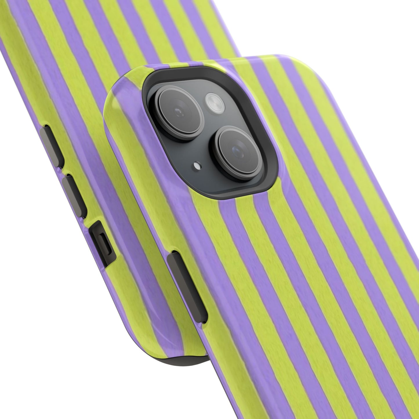 Phone Case — Bold Purple & Lime Stripe Magnetic Impact-Resistant Case