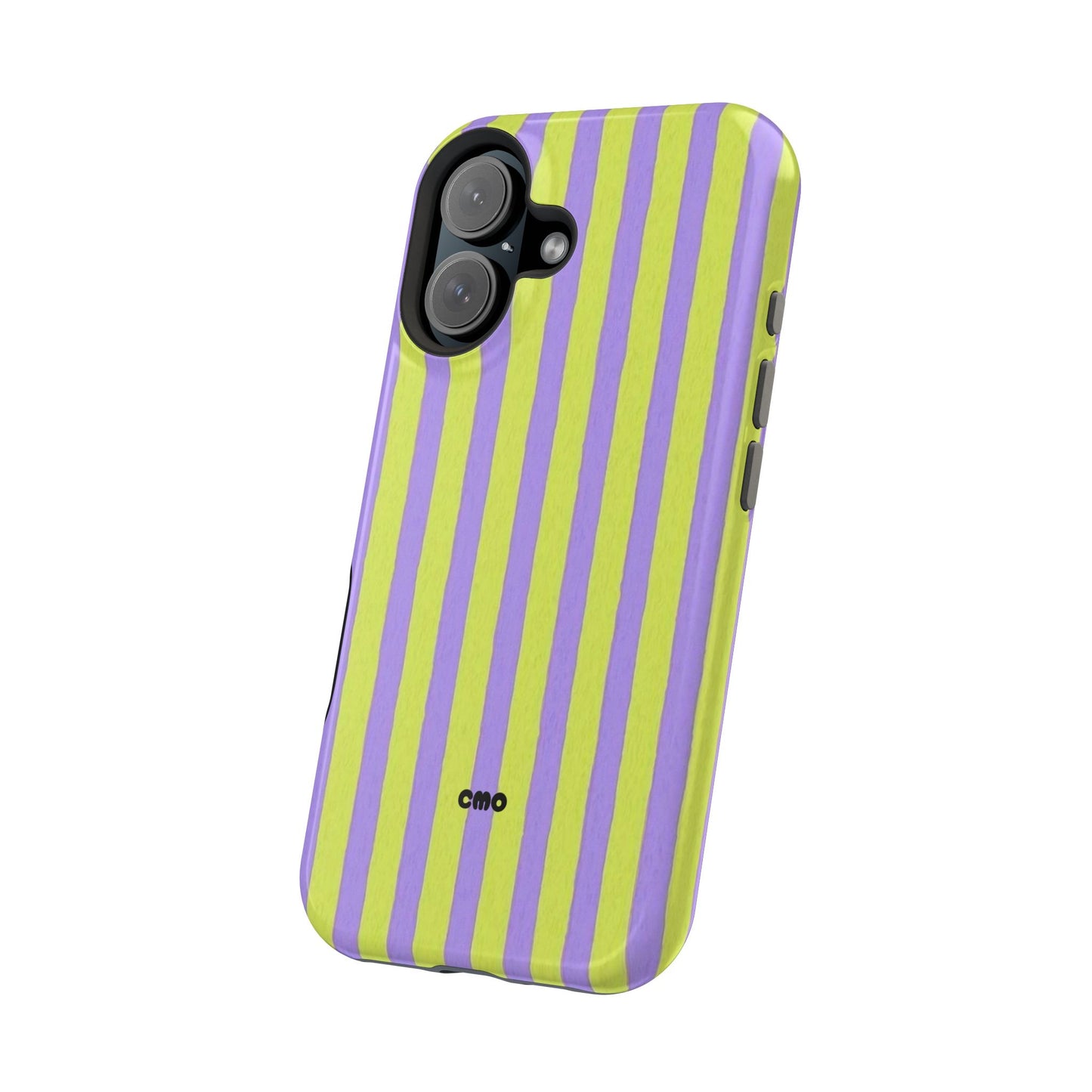 Phone Case — Bold Purple & Lime Stripe Magnetic Impact-Resistant Case