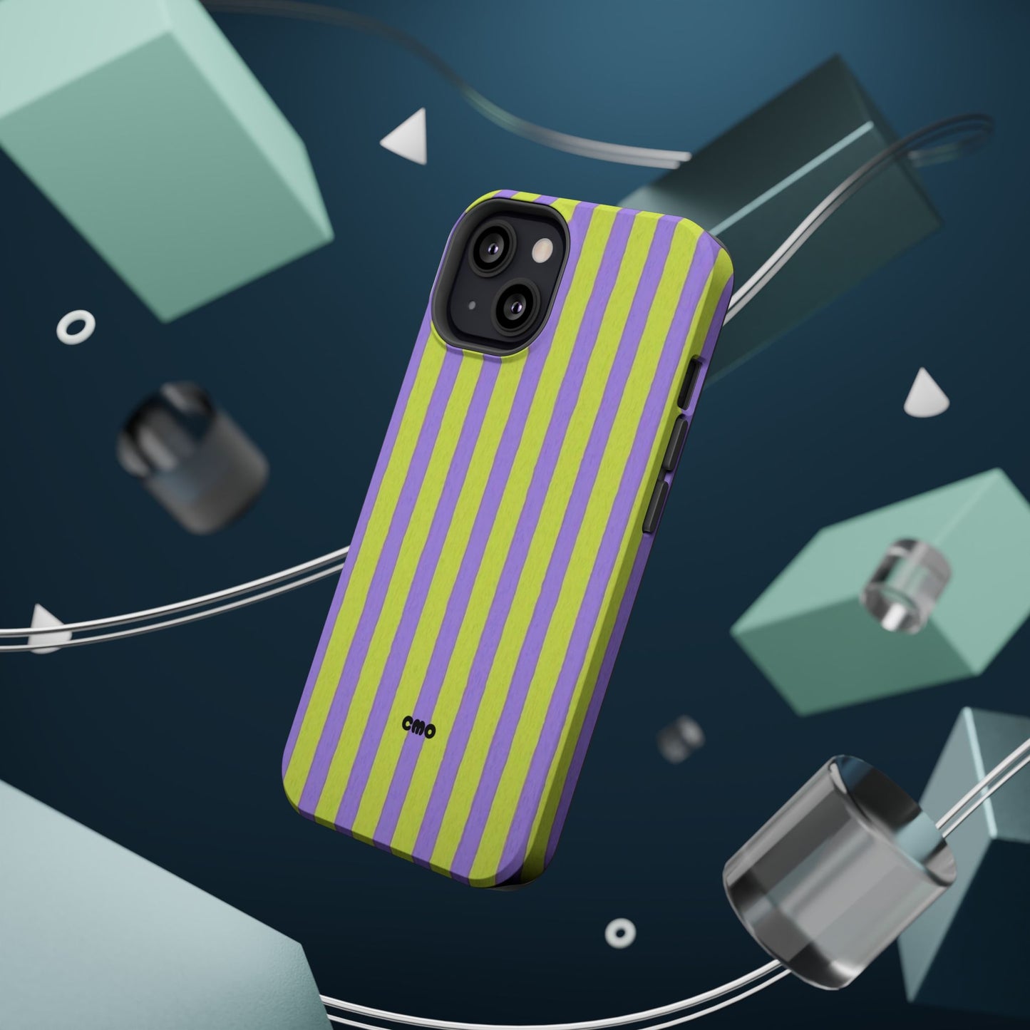 Phone Case — Bold Purple & Lime Stripe Magnetic Impact-Resistant Case