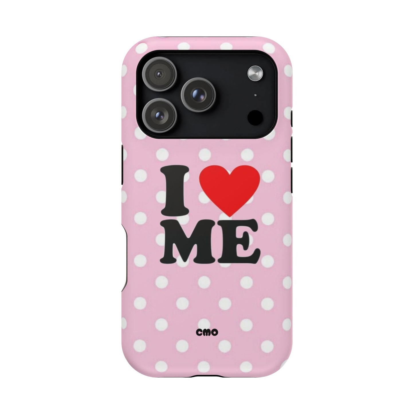 Pink Polka Dot "I  love ME" Magnetic Impact Phone Case — Self-Love Protective Cover