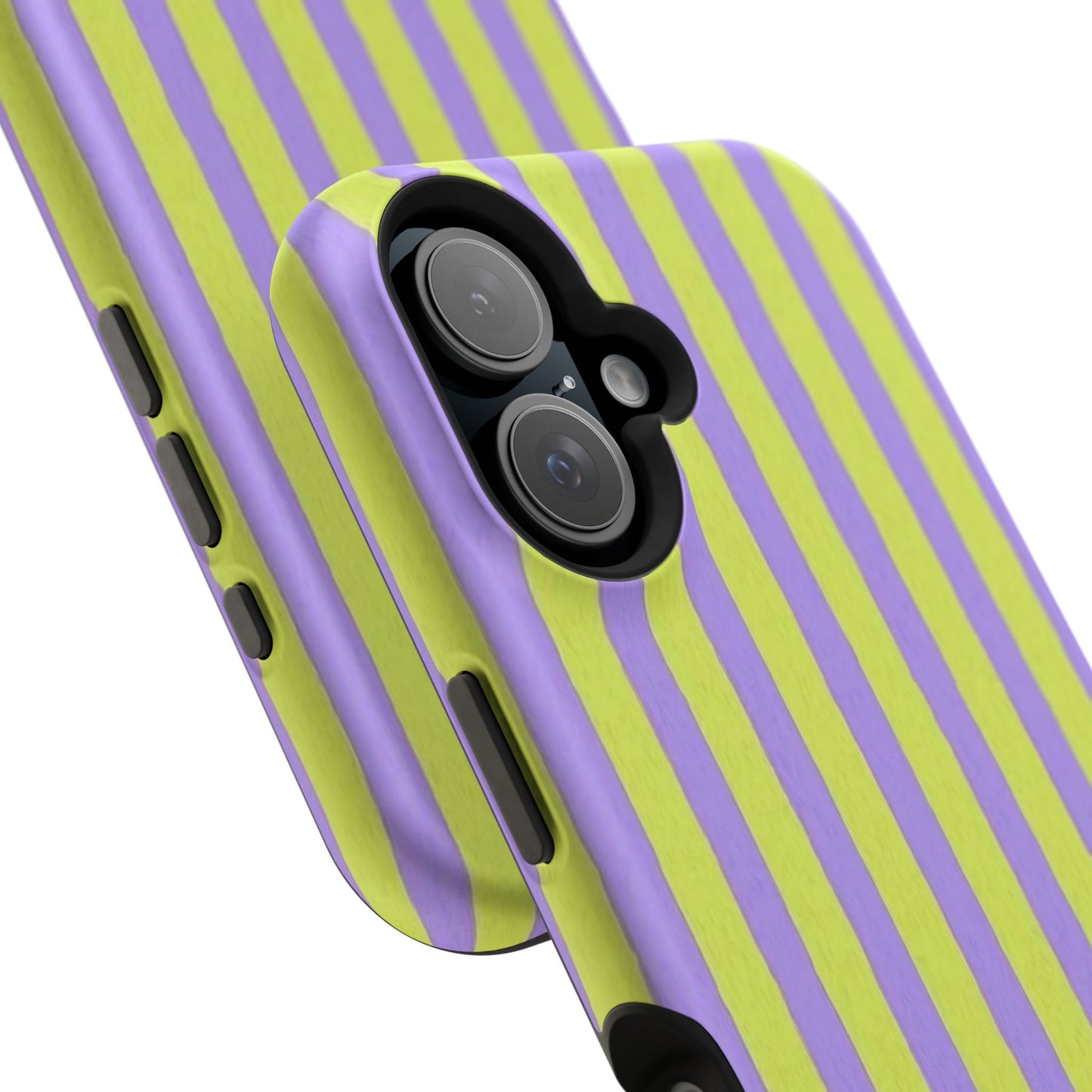 Phone Case — Bold Purple & Lime Stripe Magnetic Impact-Resistant Case