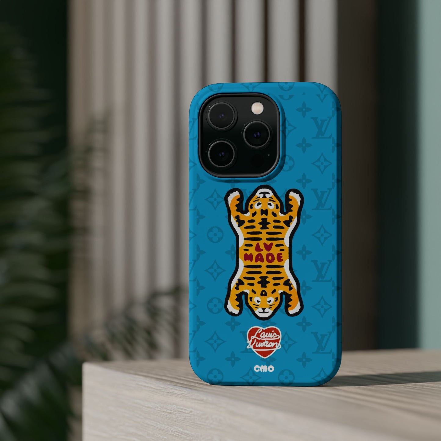 Magnetic Impact-Resistant Phone Case — Blue Tiger Rug Design