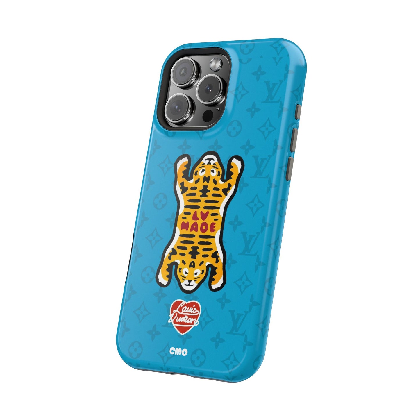 Magnetic Impact-Resistant Phone Case — Blue Tiger Rug Design