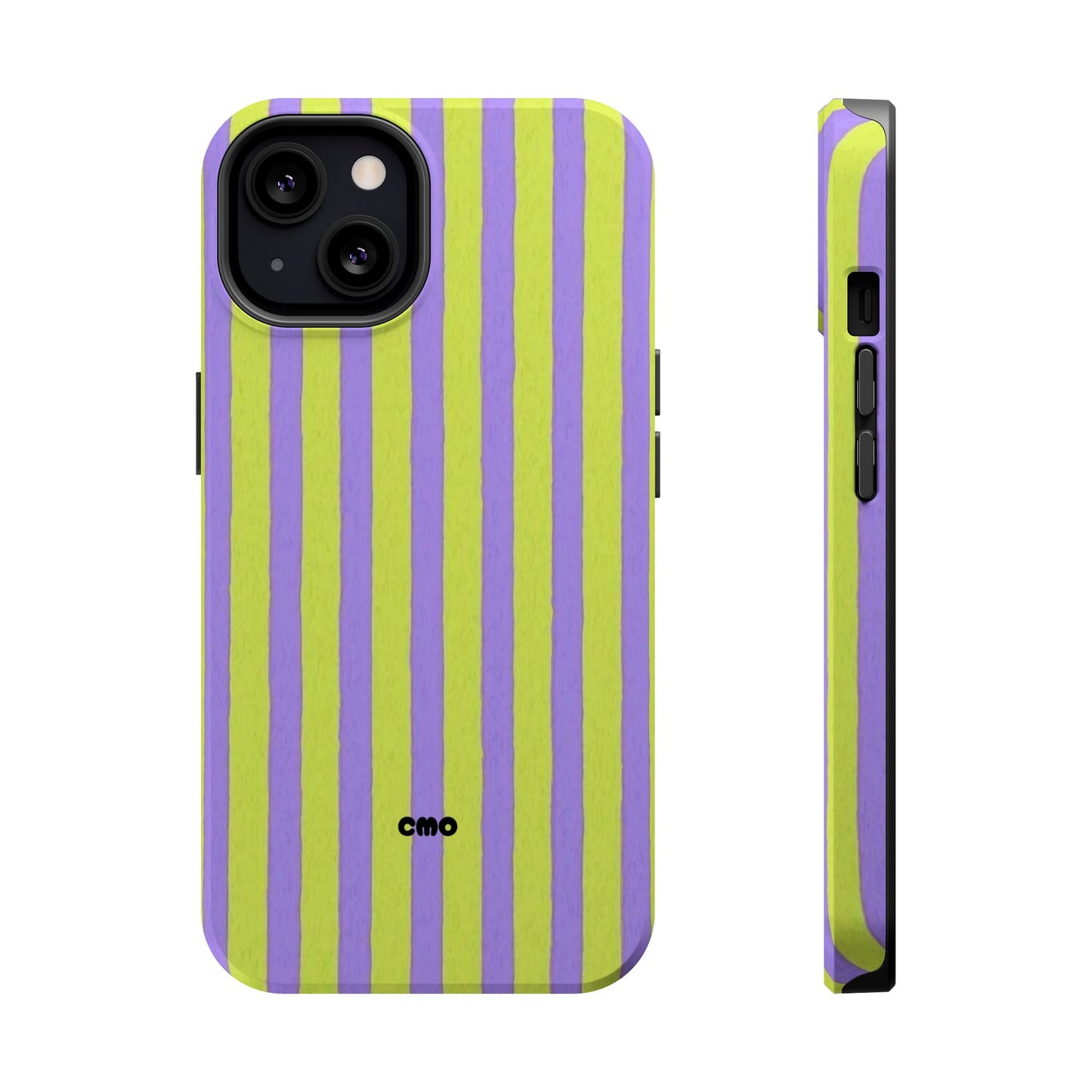Phone Case — Bold Purple & Lime Stripe Magnetic Impact-Resistant Case