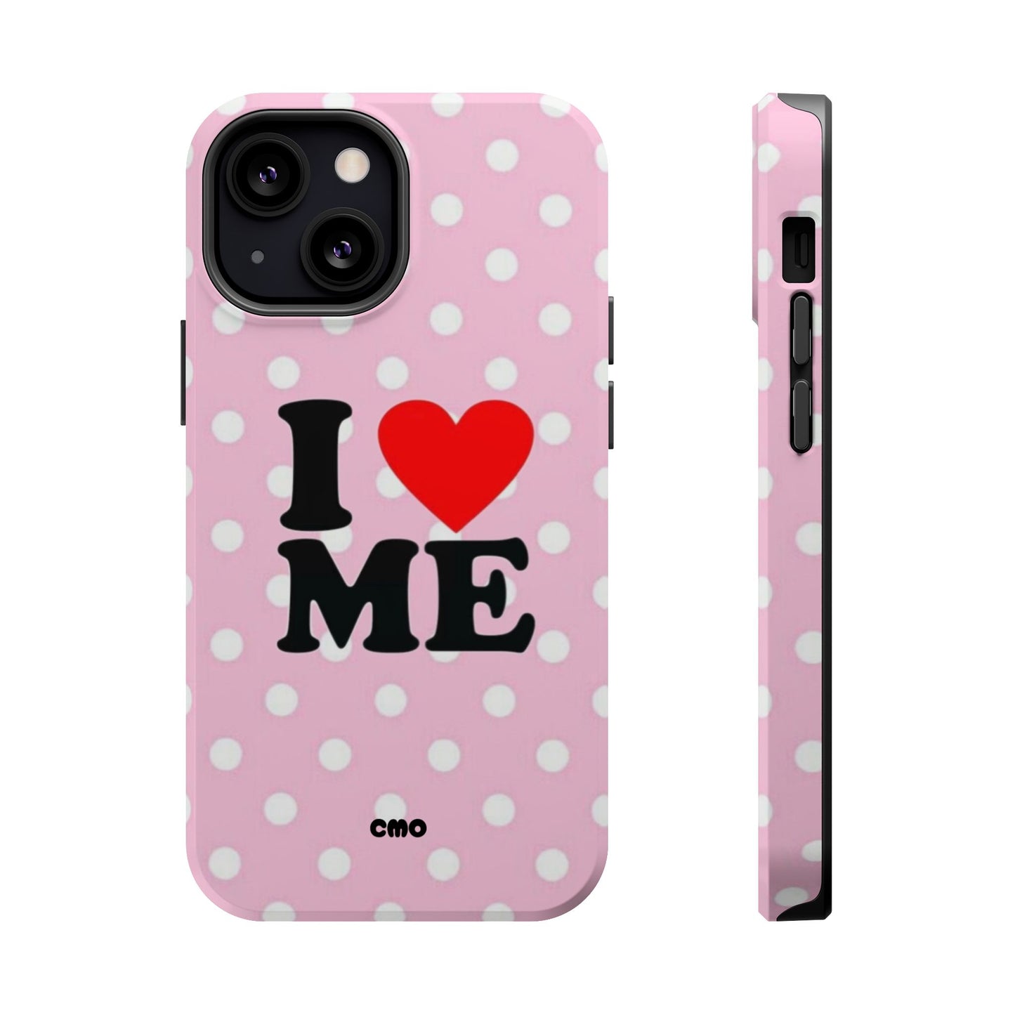 Pink Polka Dot "I  love ME" Magnetic Impact Phone Case — Self-Love Protective Cover