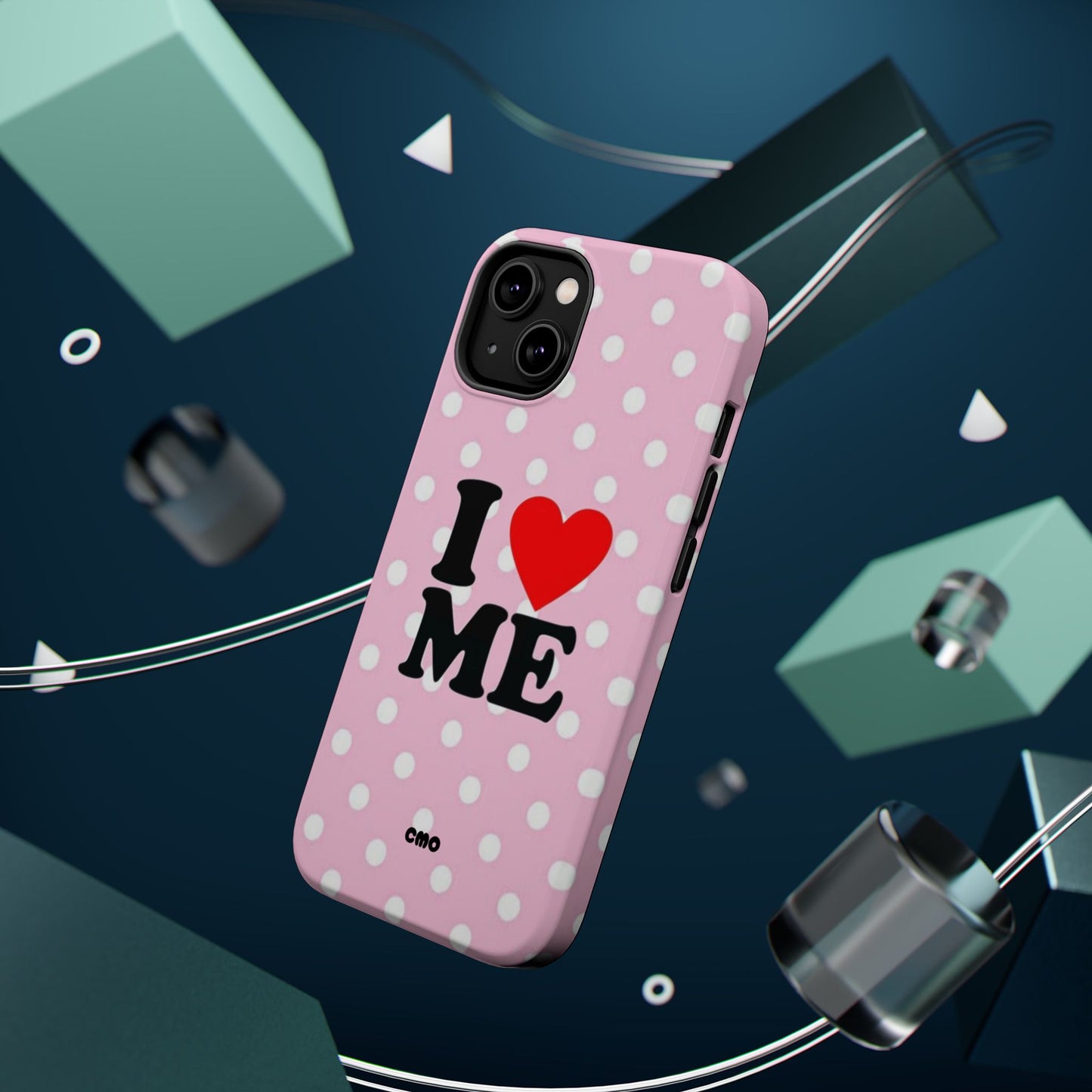Pink Polka Dot "I  love ME" Magnetic Impact Phone Case — Self-Love Protective Cover