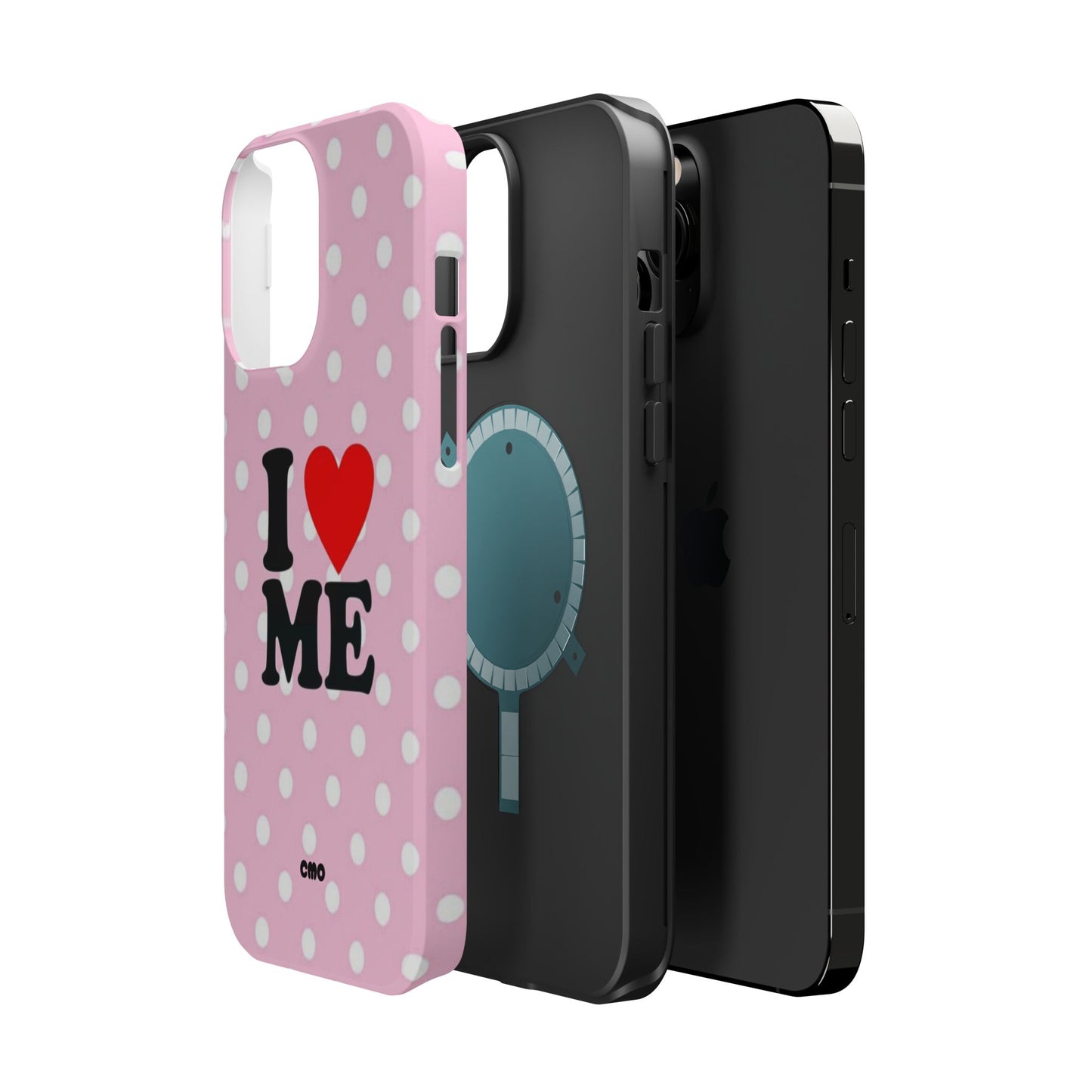 Pink Polka Dot "I  love ME" Magnetic Impact Phone Case — Self-Love Protective Cover