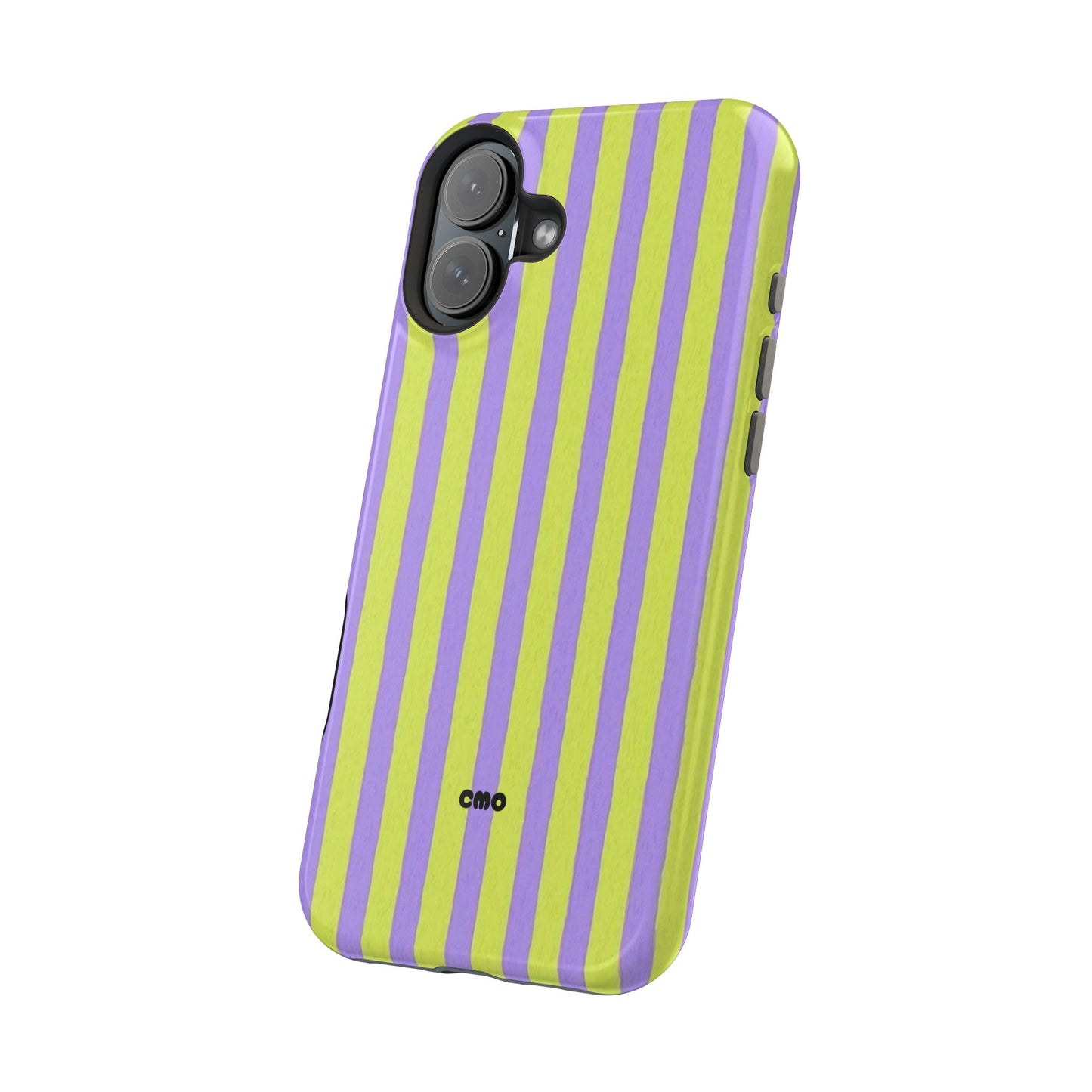 Phone Case — Bold Purple & Lime Stripe Magnetic Impact-Resistant Case