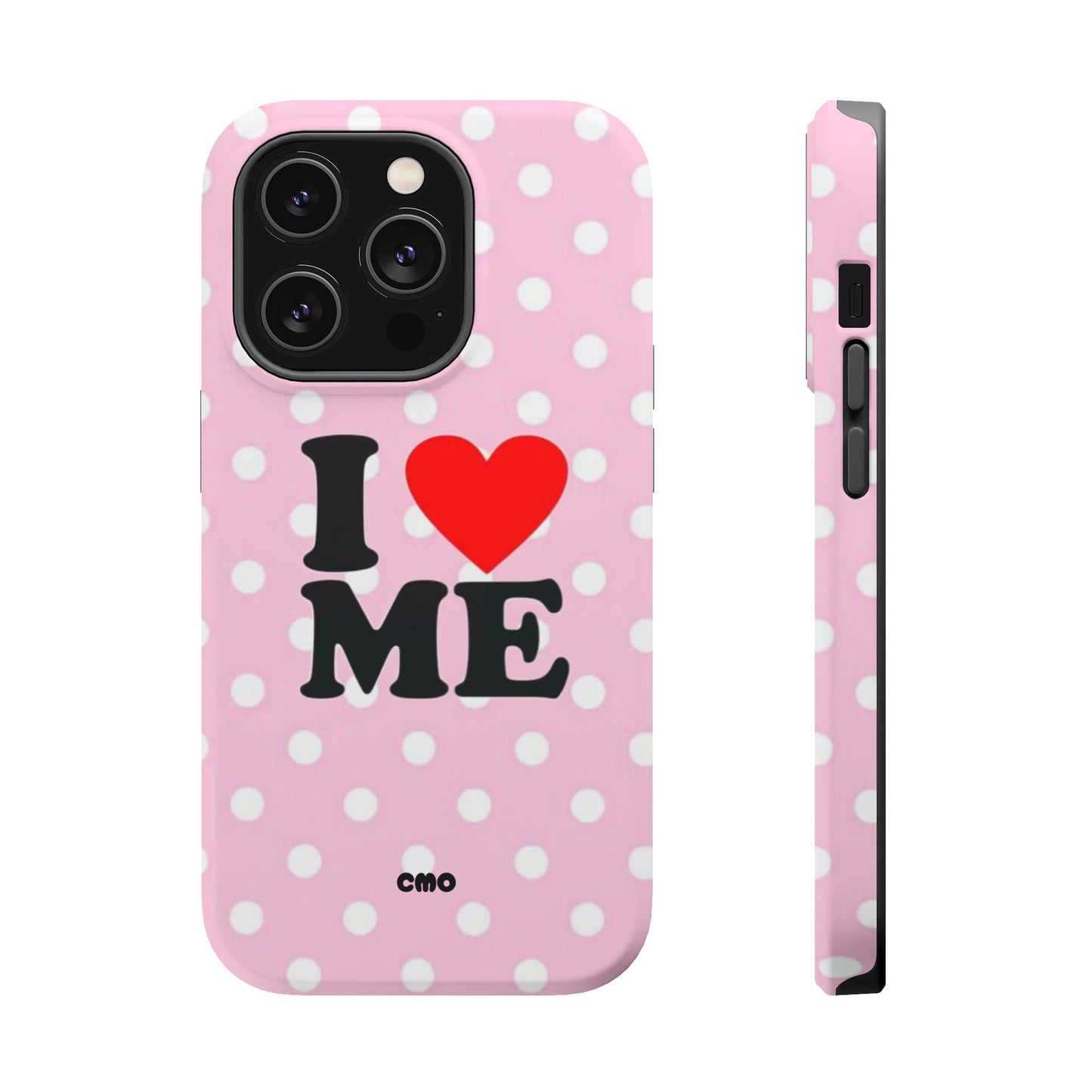 Pink Polka Dot "I  love ME" Magnetic Impact Phone Case — Self-Love Protective Cover