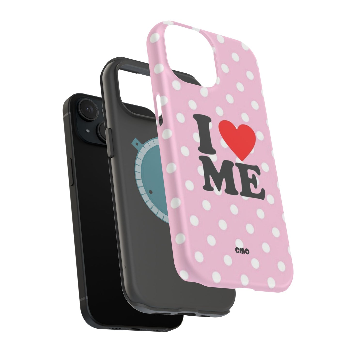 Pink Polka Dot "I  love ME" Magnetic Impact Phone Case — Self-Love Protective Cover