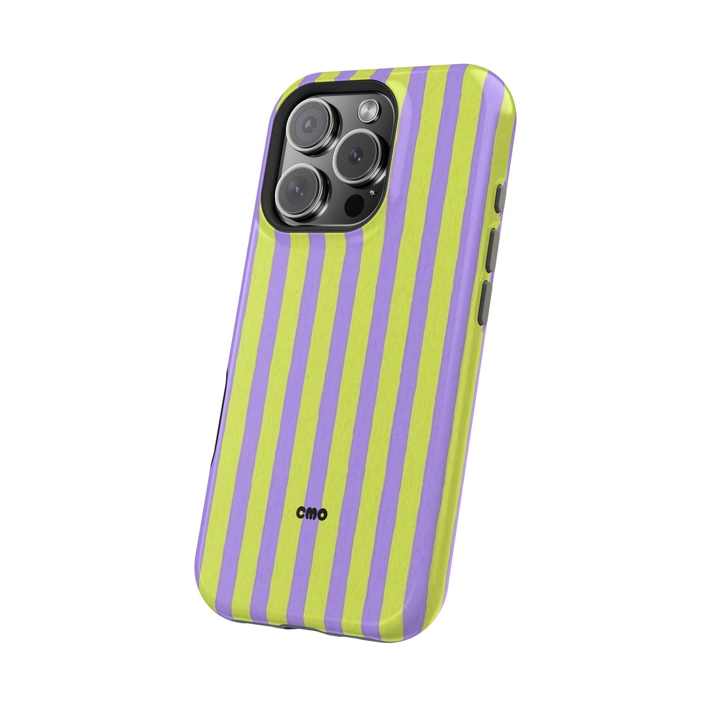 Phone Case — Bold Purple & Lime Stripe Magnetic Impact-Resistant Case