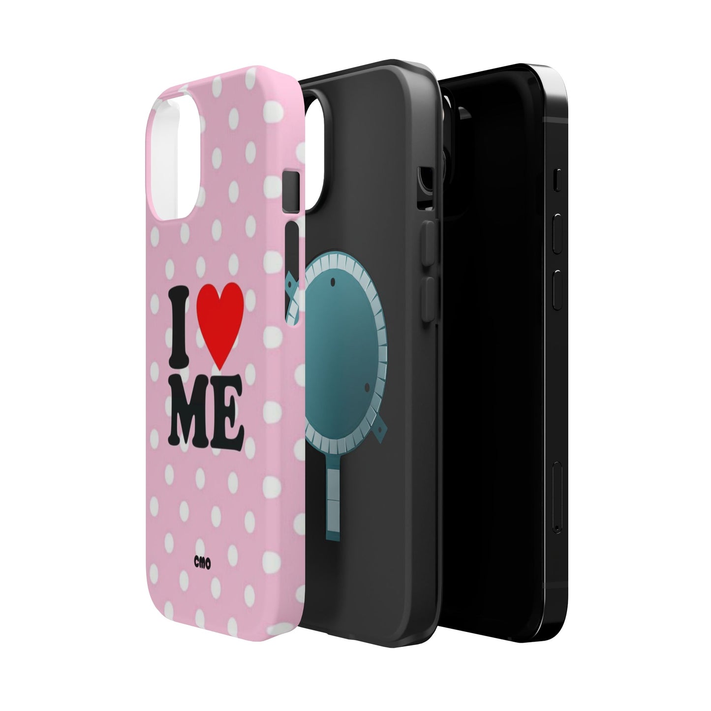Pink Polka Dot "I  love ME" Magnetic Impact Phone Case — Self-Love Protective Cover