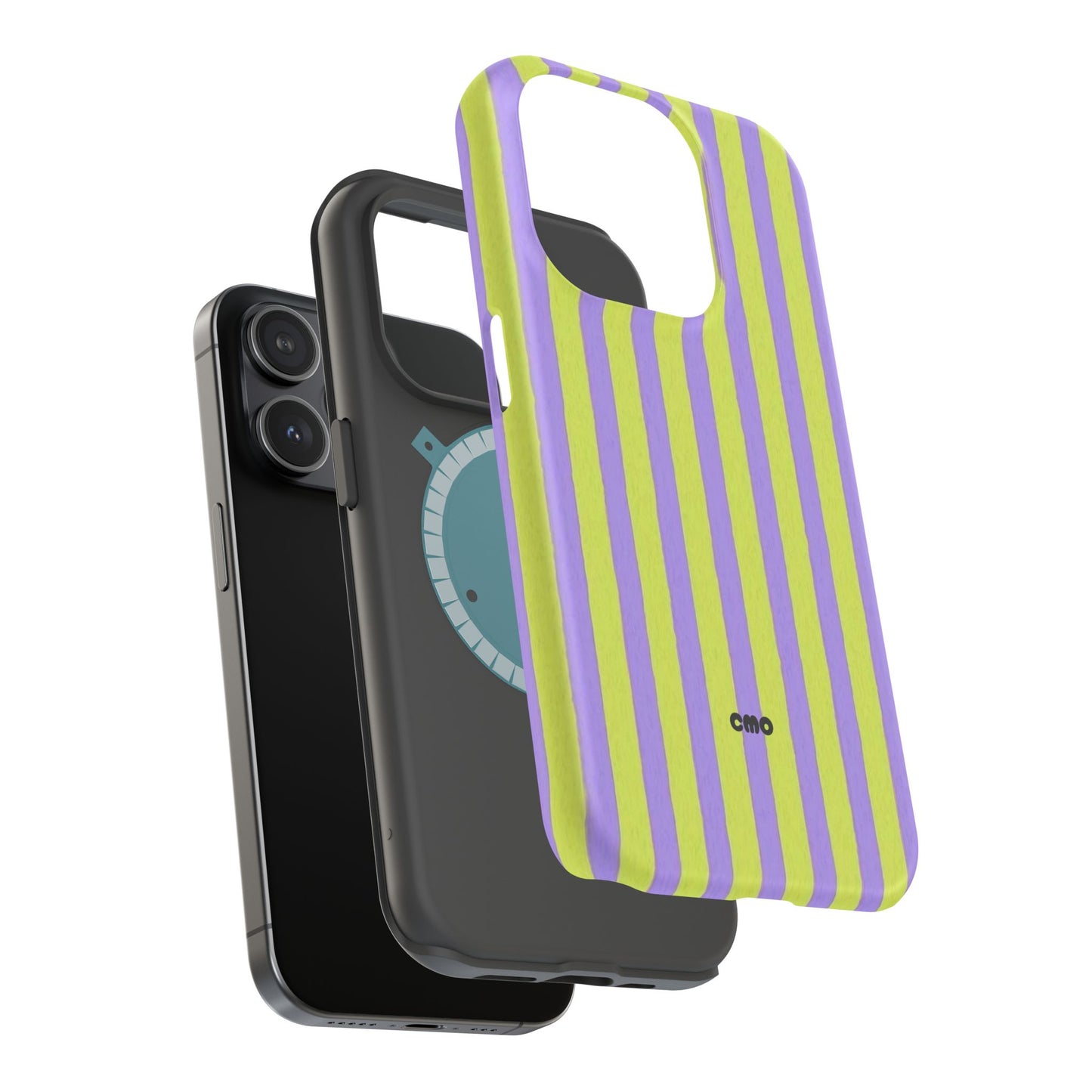 Phone Case — Bold Purple & Lime Stripe Magnetic Impact-Resistant Case