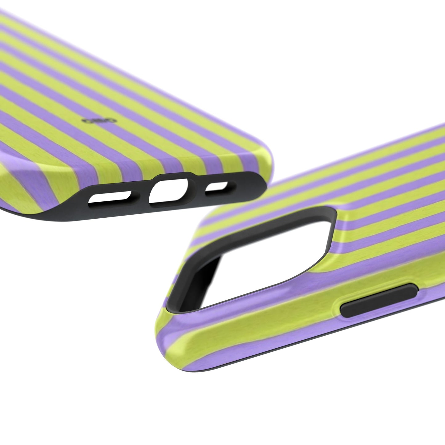 Phone Case — Bold Purple & Lime Stripe Magnetic Impact-Resistant Case