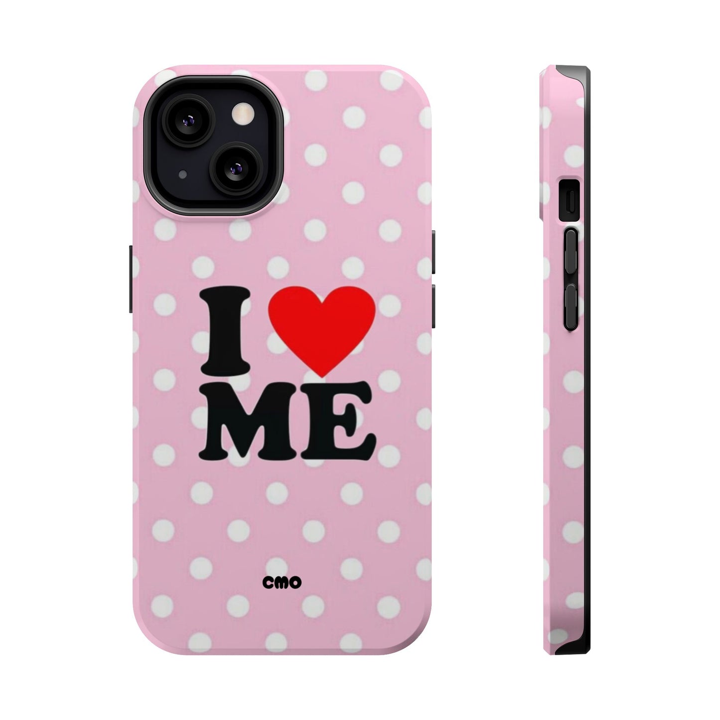 Pink Polka Dot "I  love ME" Magnetic Impact Phone Case — Self-Love Protective Cover