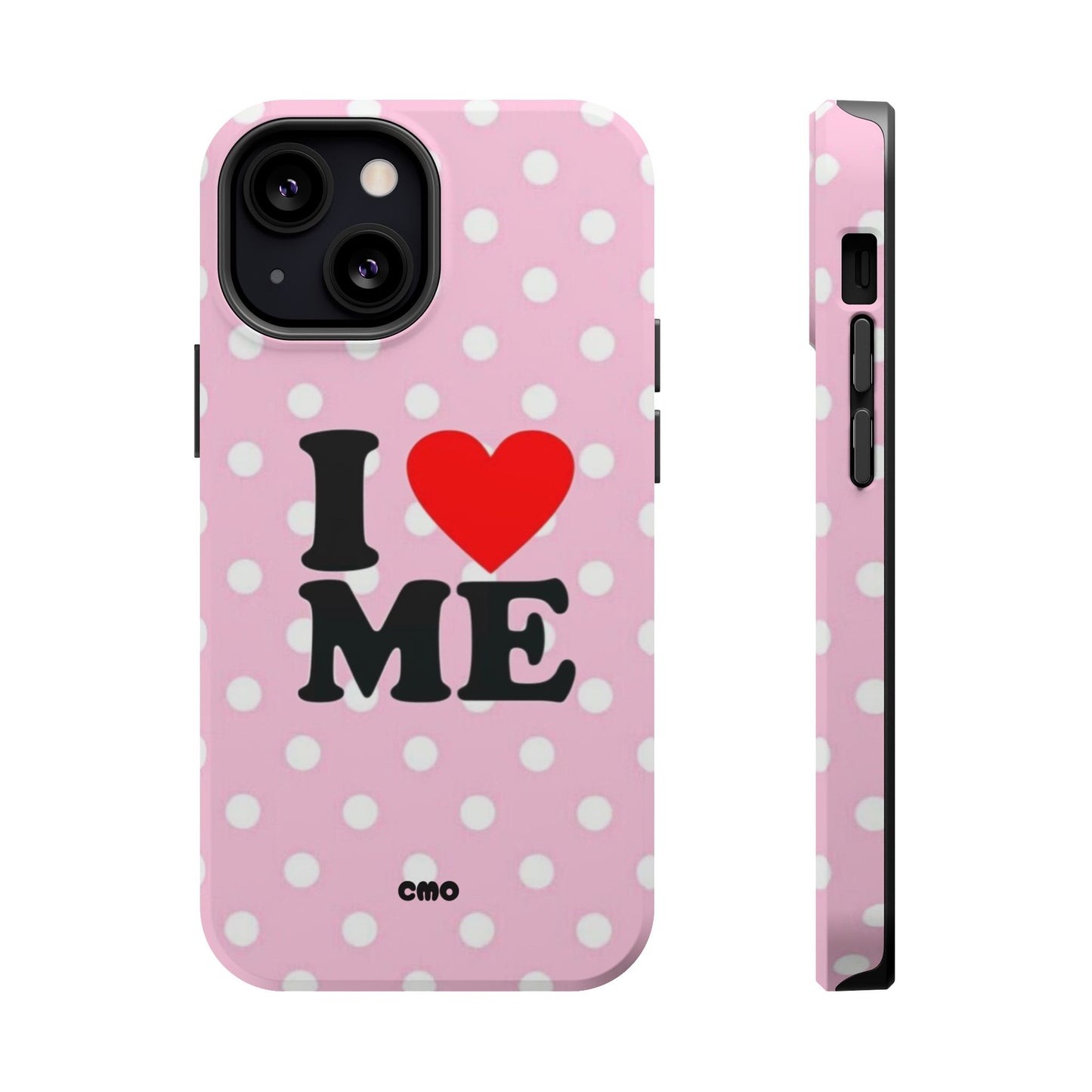 Pink Polka Dot "I  love ME" Magnetic Impact Phone Case — Self-Love Protective Cover