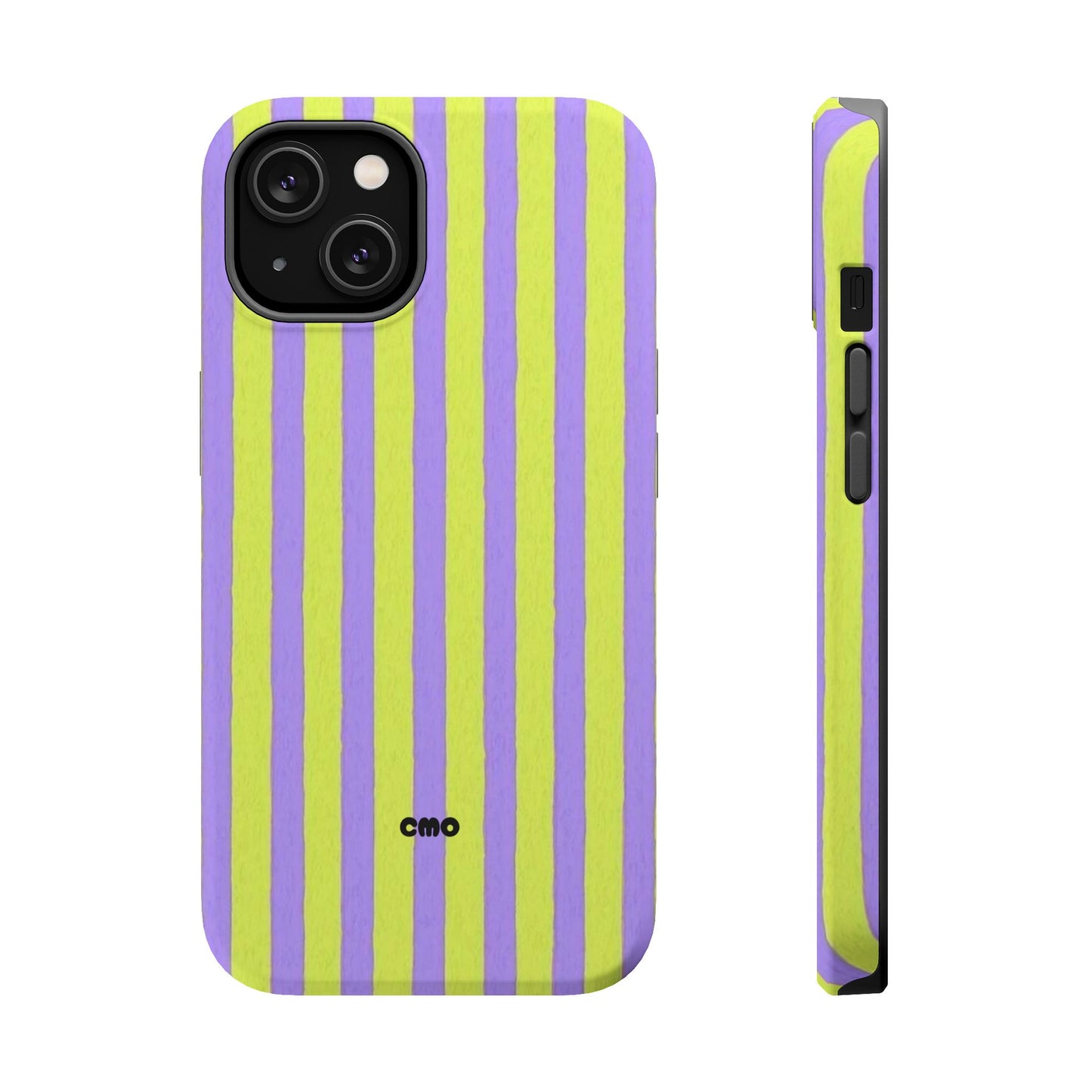 Phone Case — Bold Purple & Lime Stripe Magnetic Impact-Resistant Case