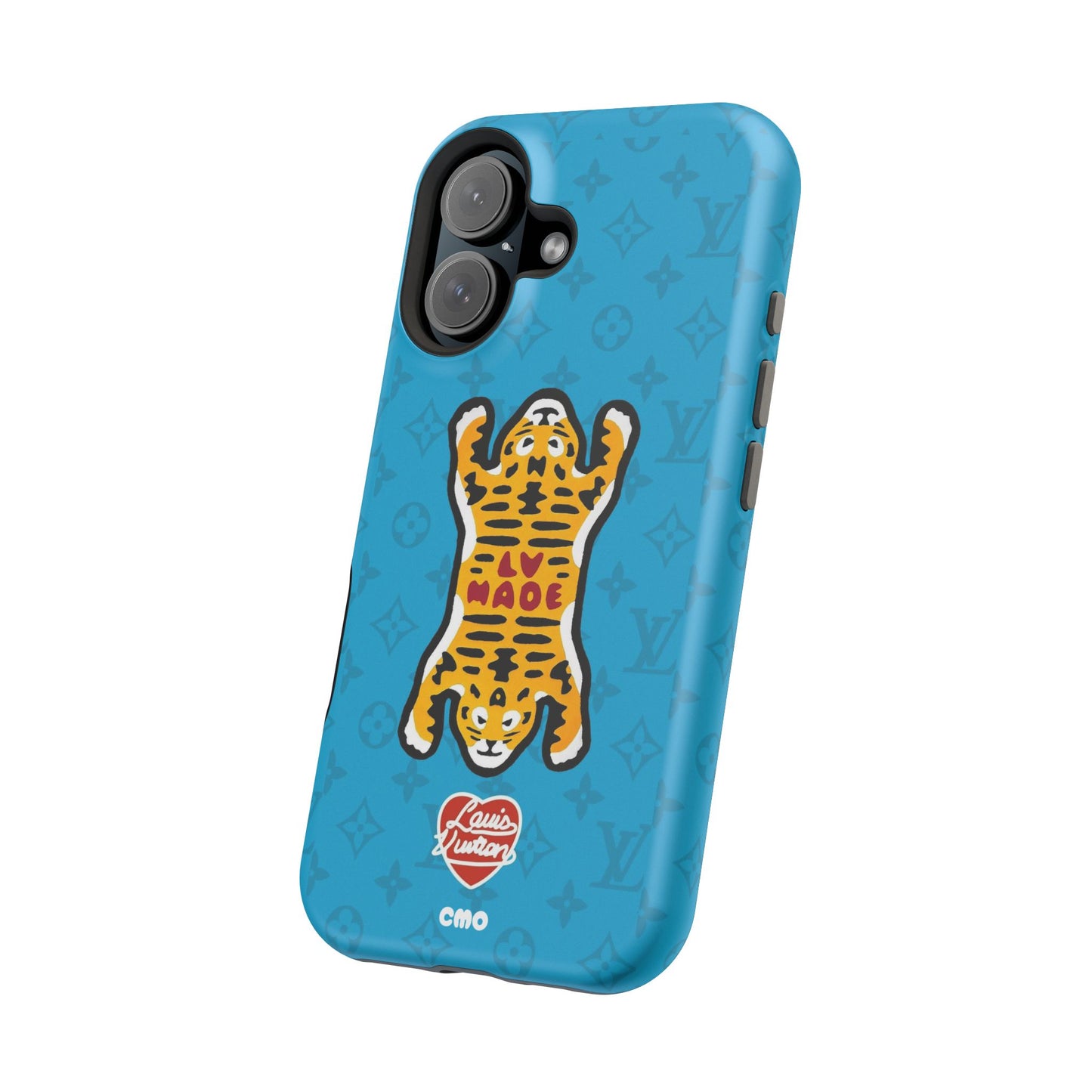 Magnetic Impact-Resistant Phone Case — Blue Tiger Rug Design