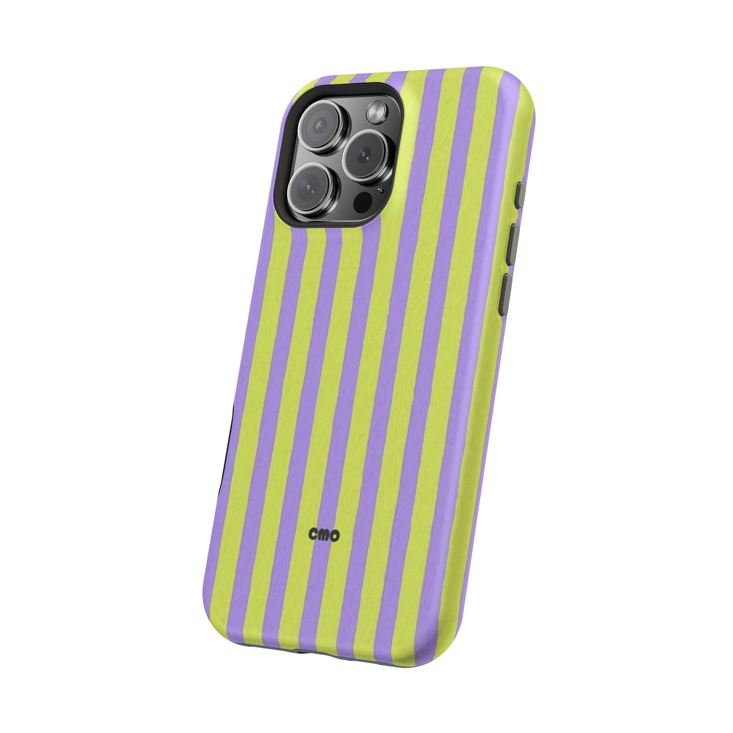 Phone Case — Bold Purple & Lime Stripe Magnetic Impact-Resistant Case
