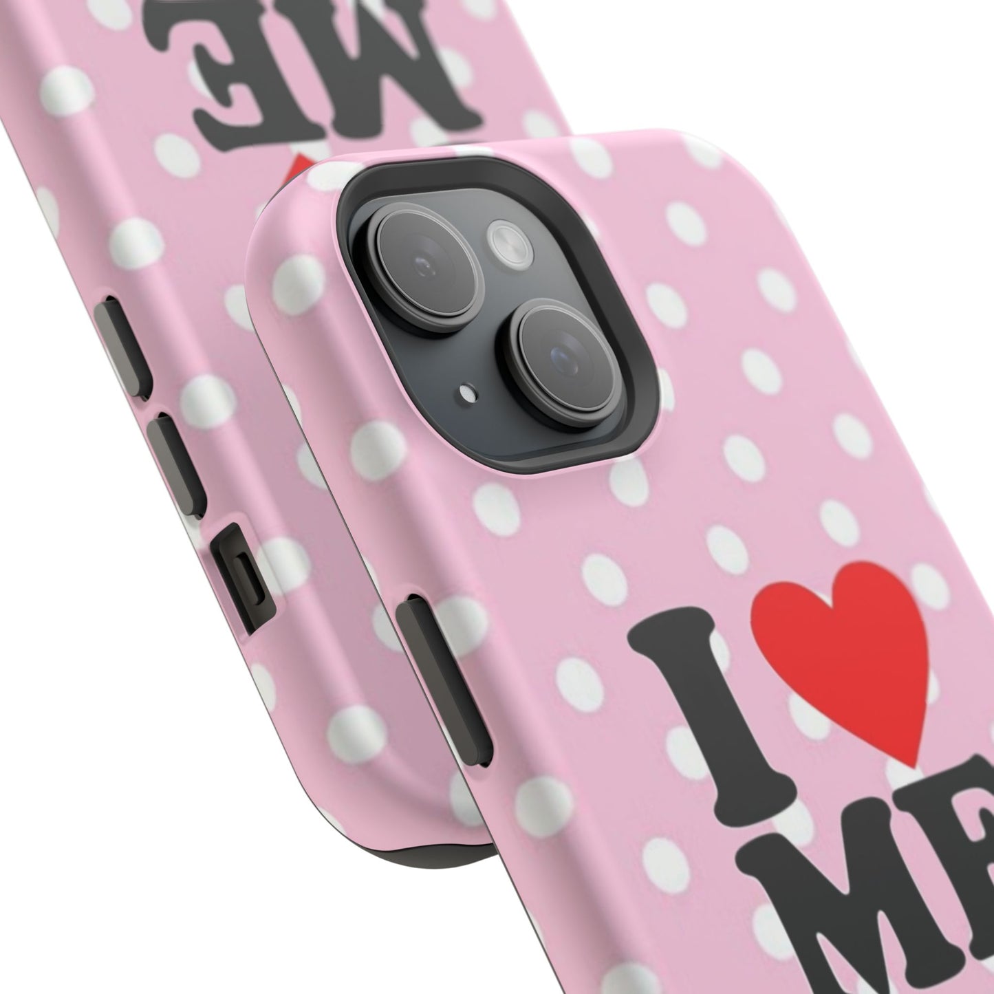 Pink Polka Dot "I  love ME" Magnetic Impact Phone Case — Self-Love Protective Cover