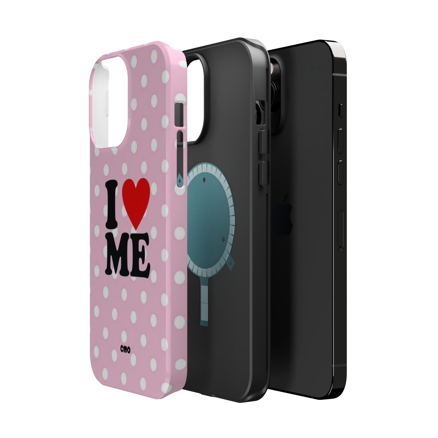 Pink Polka Dot "I  love ME" Magnetic Impact Phone Case — Self-Love Protective Cover
