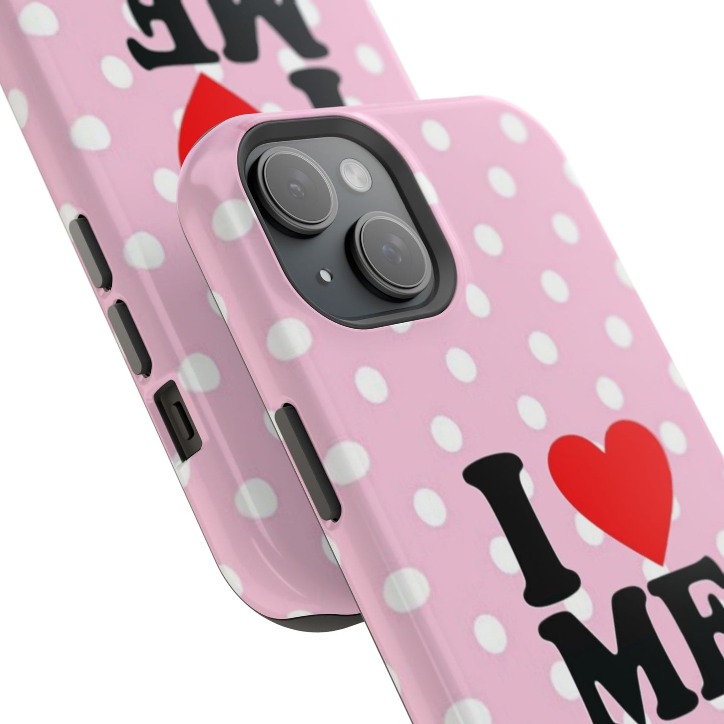 Pink Polka Dot "I  love ME" Magnetic Impact Phone Case — Self-Love Protective Cover