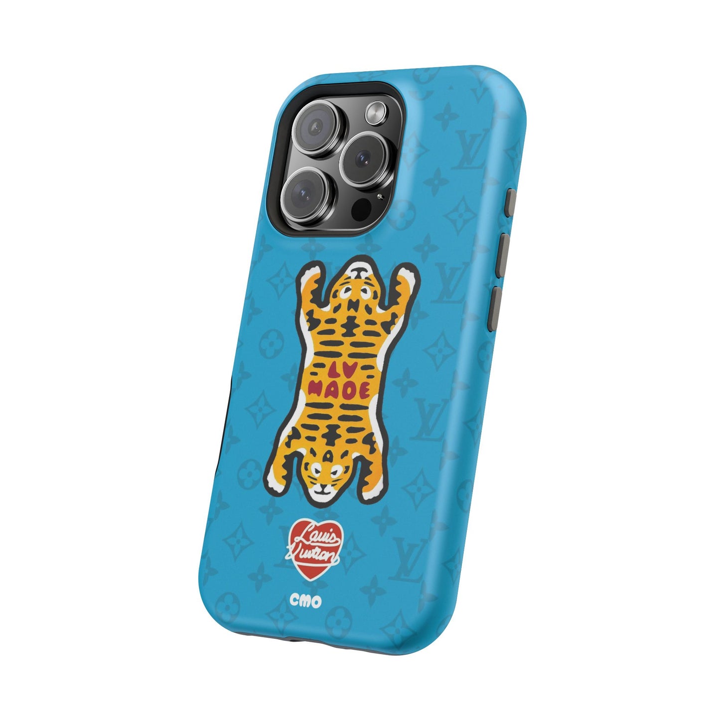 Magnetic Impact-Resistant Phone Case — Blue Tiger Rug Design
