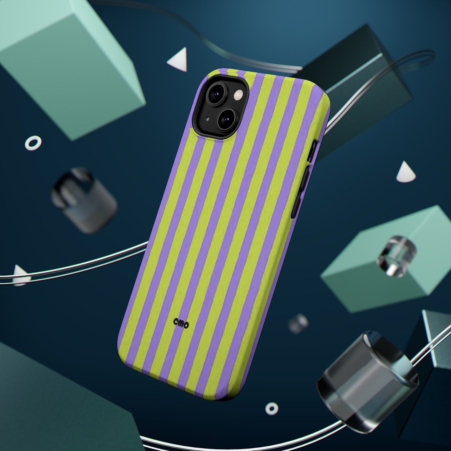Phone Case — Bold Purple & Lime Stripe Magnetic Impact-Resistant Case